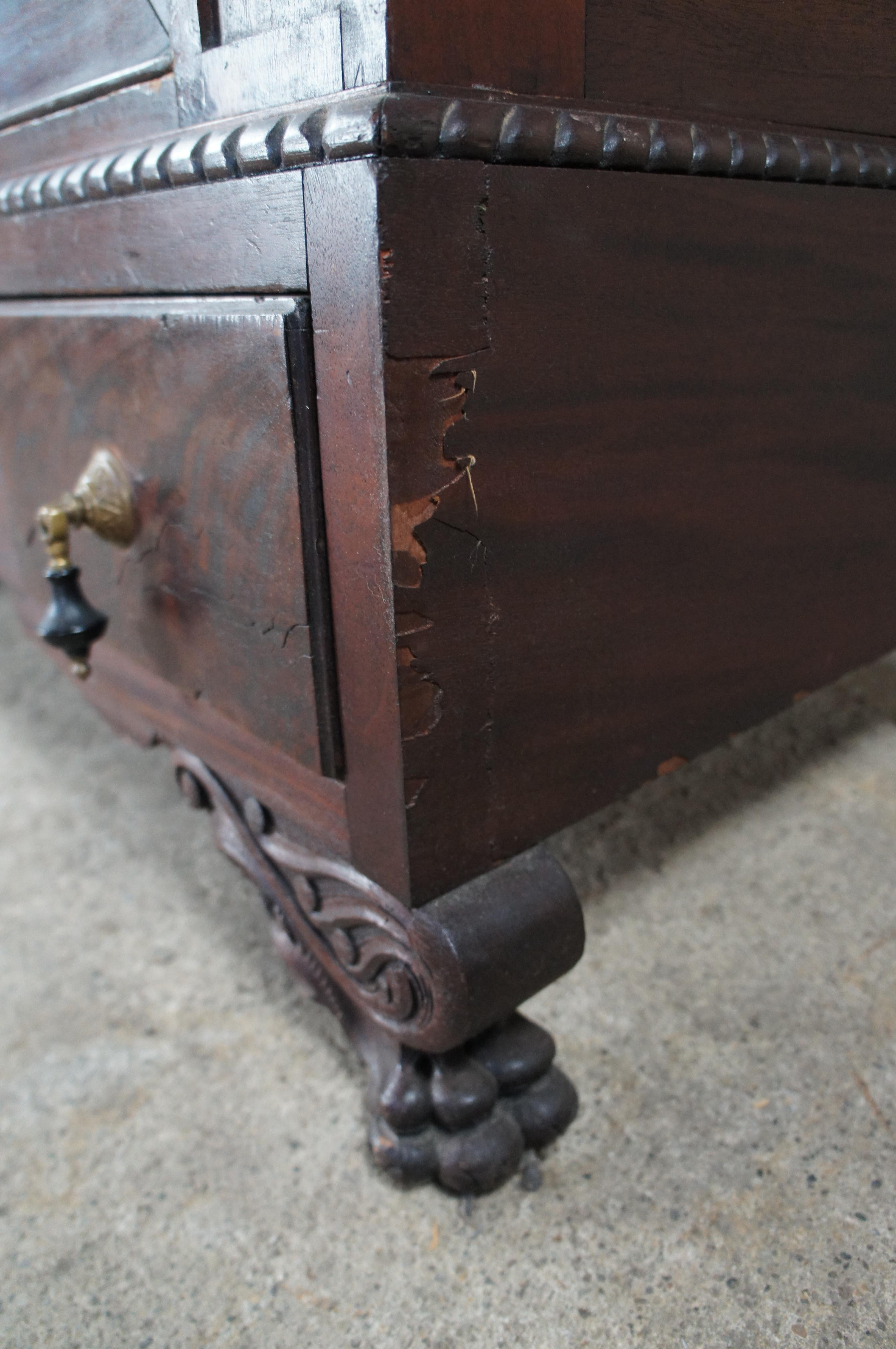 Antique American Empire Flame Mahogany Mirrored Clothing Armoire Wardrobe 84