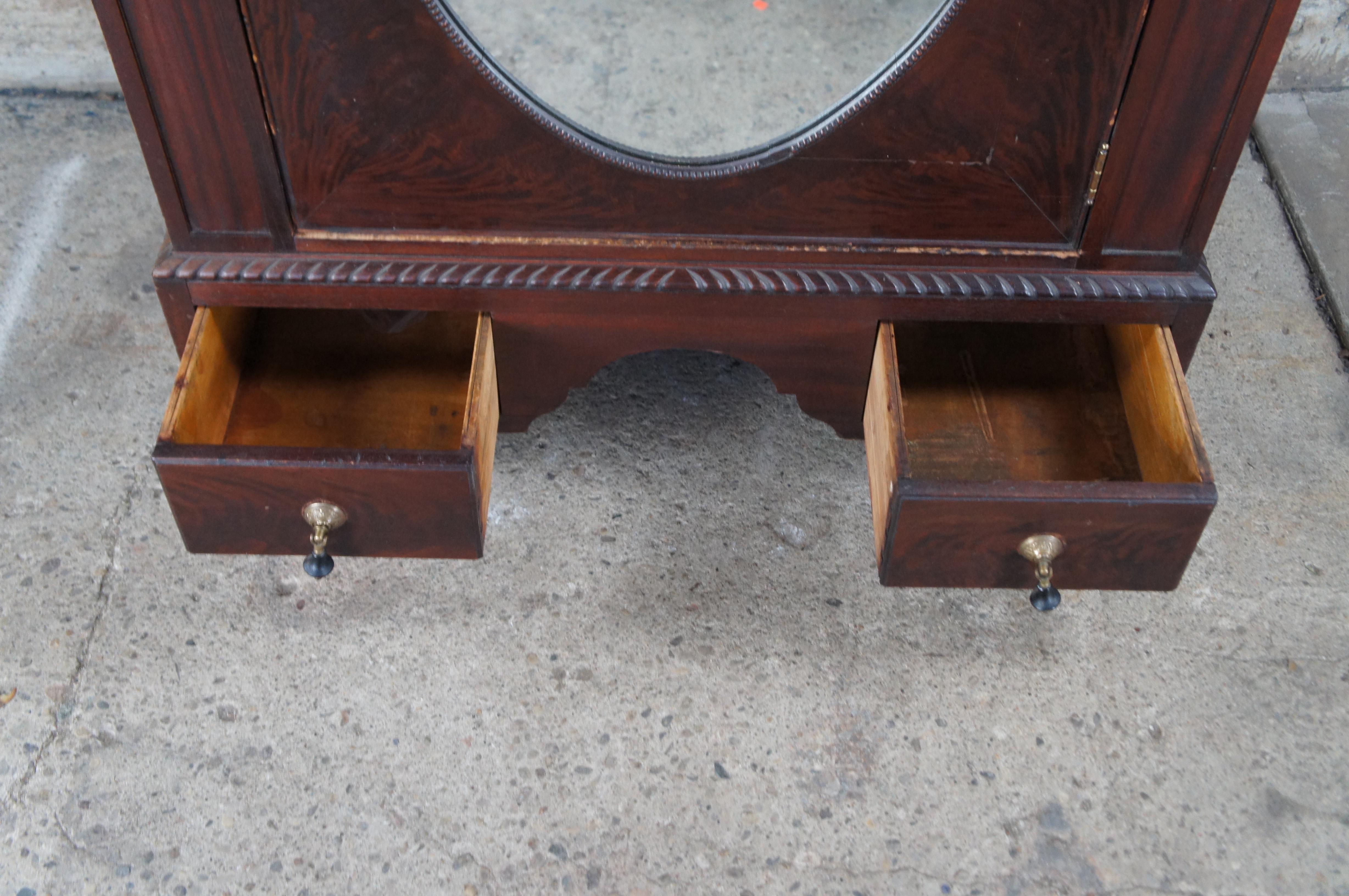 Antique American Empire Flame Mahogany Mirrored Clothing Armoire Wardrobe 84