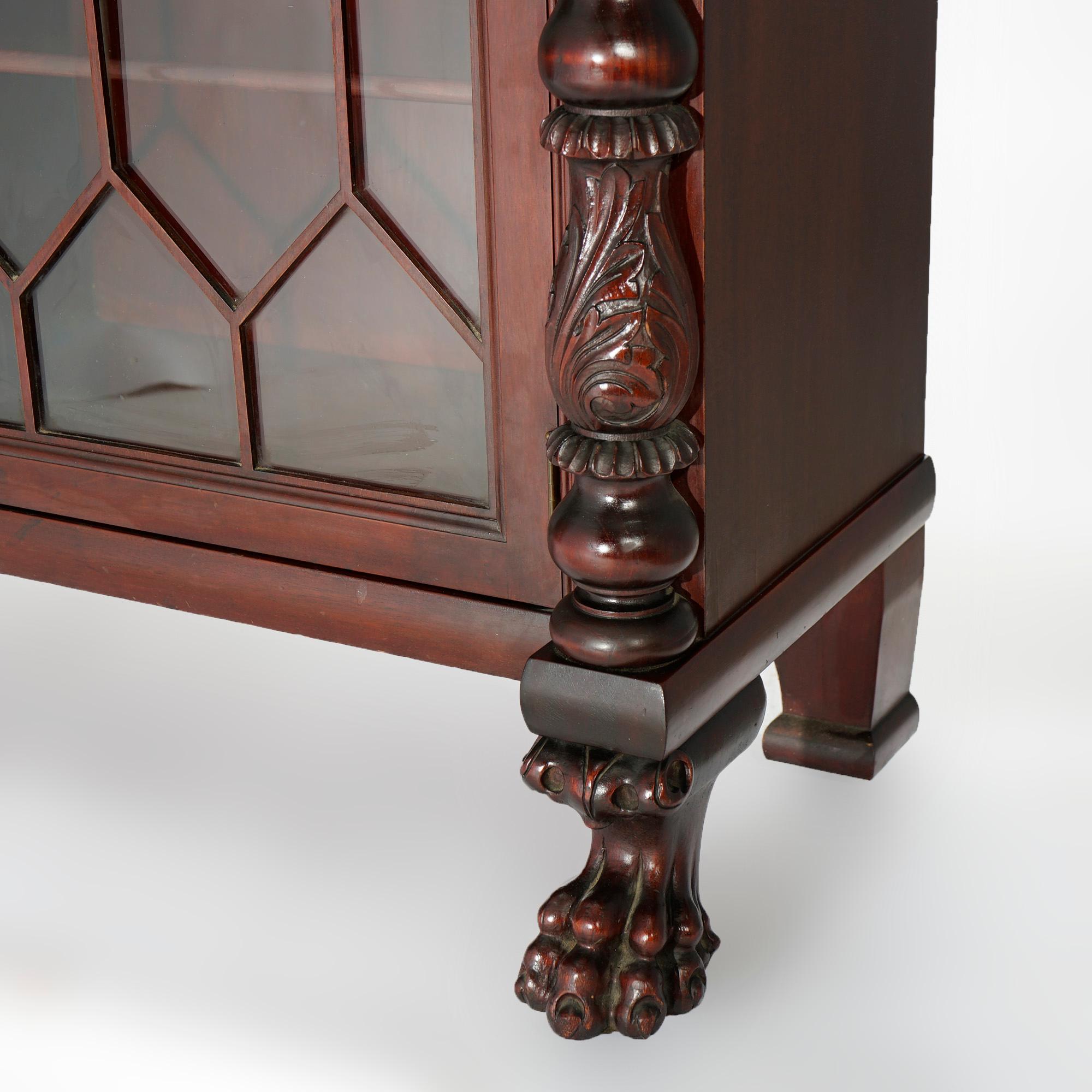 Antique American Empire Flame Mahogany Neoclassical Double Door Bookcase c1880 11