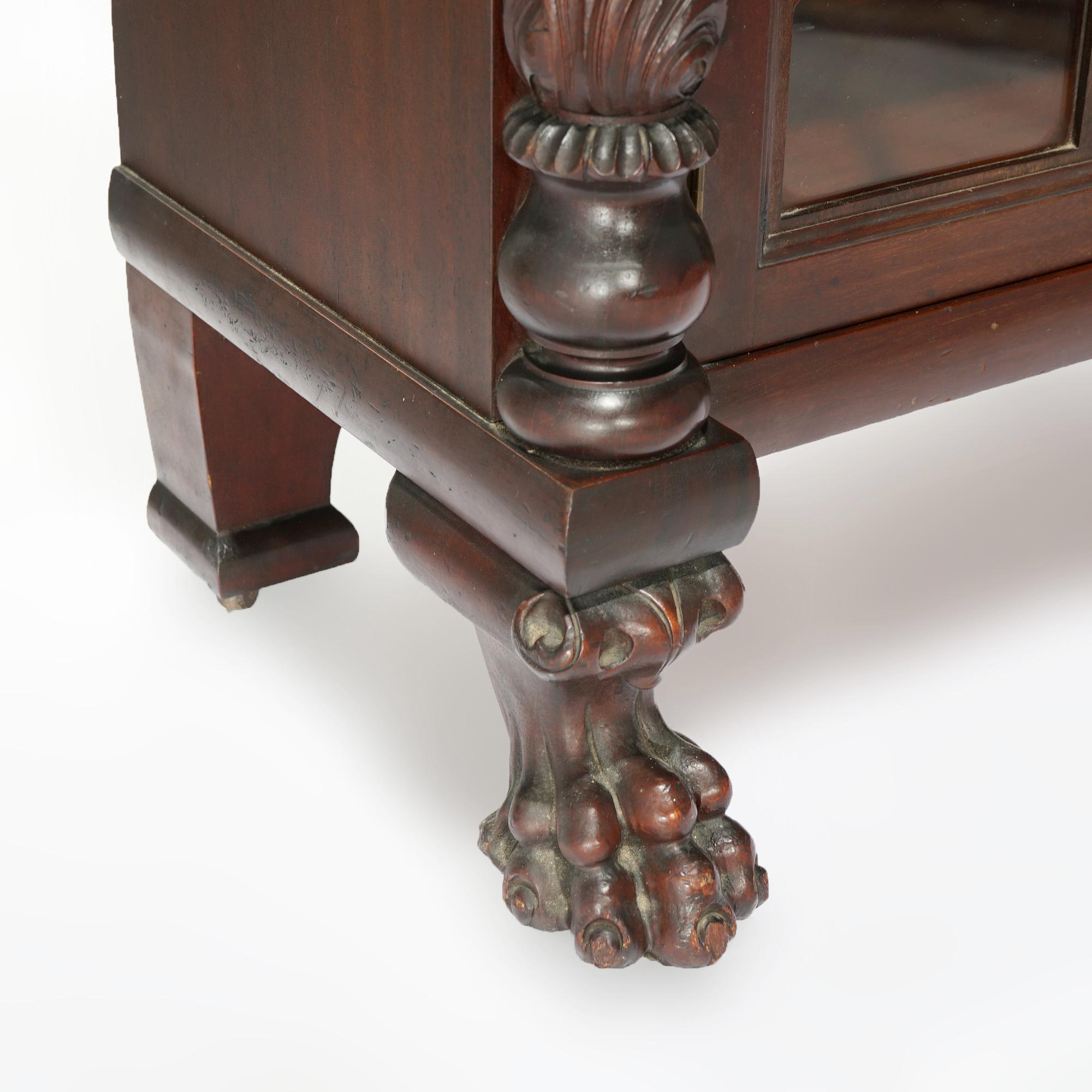 Antique American Empire Flame Mahogany Neoclassical Double Door Bookcase c1880 12
