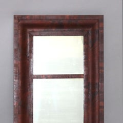 Antique American Empire Flame Mahogany Ogee Wall Mirror C1840
