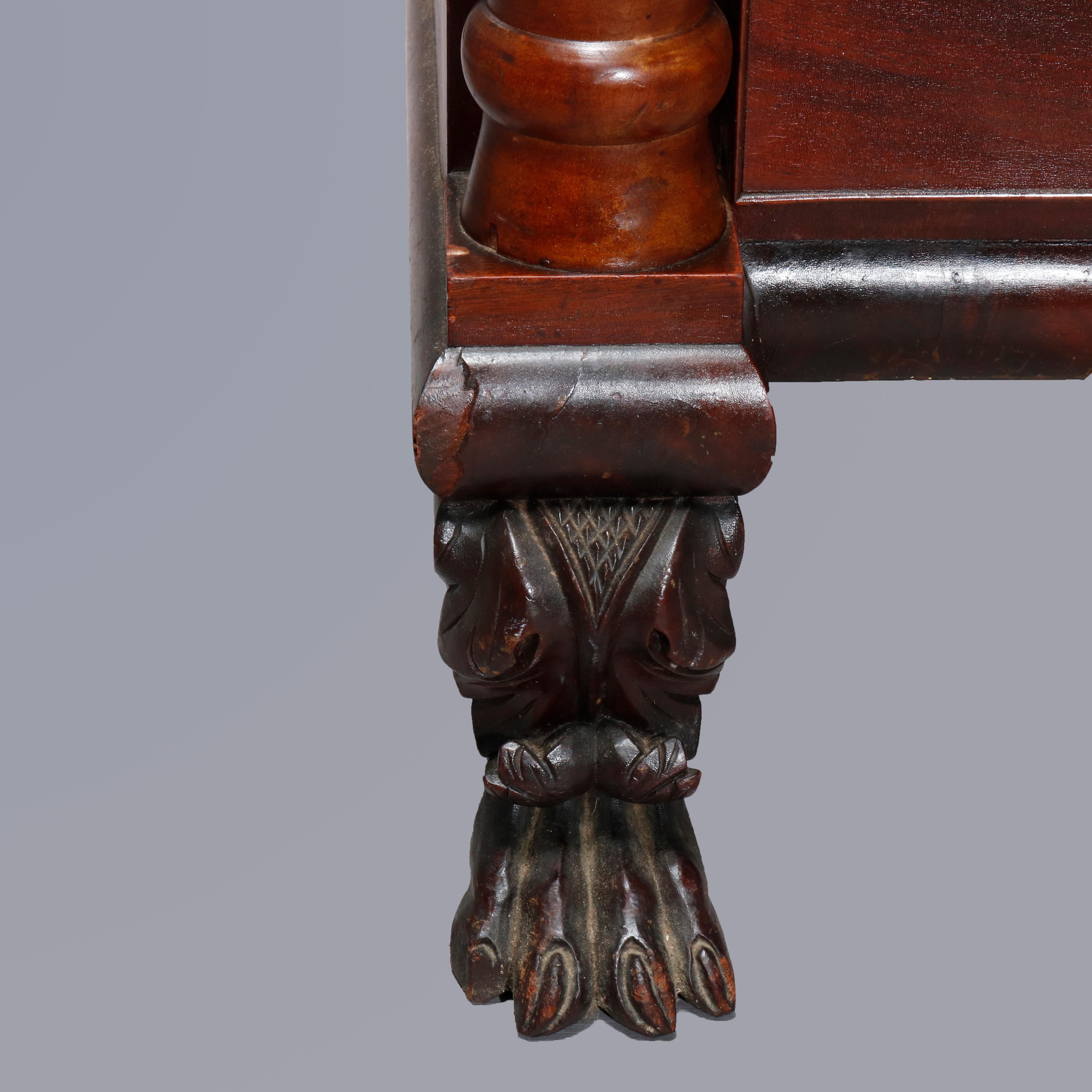 Antique American Empire Flame Mahogany Quervelle School Bookcase on Chest, c1840 5