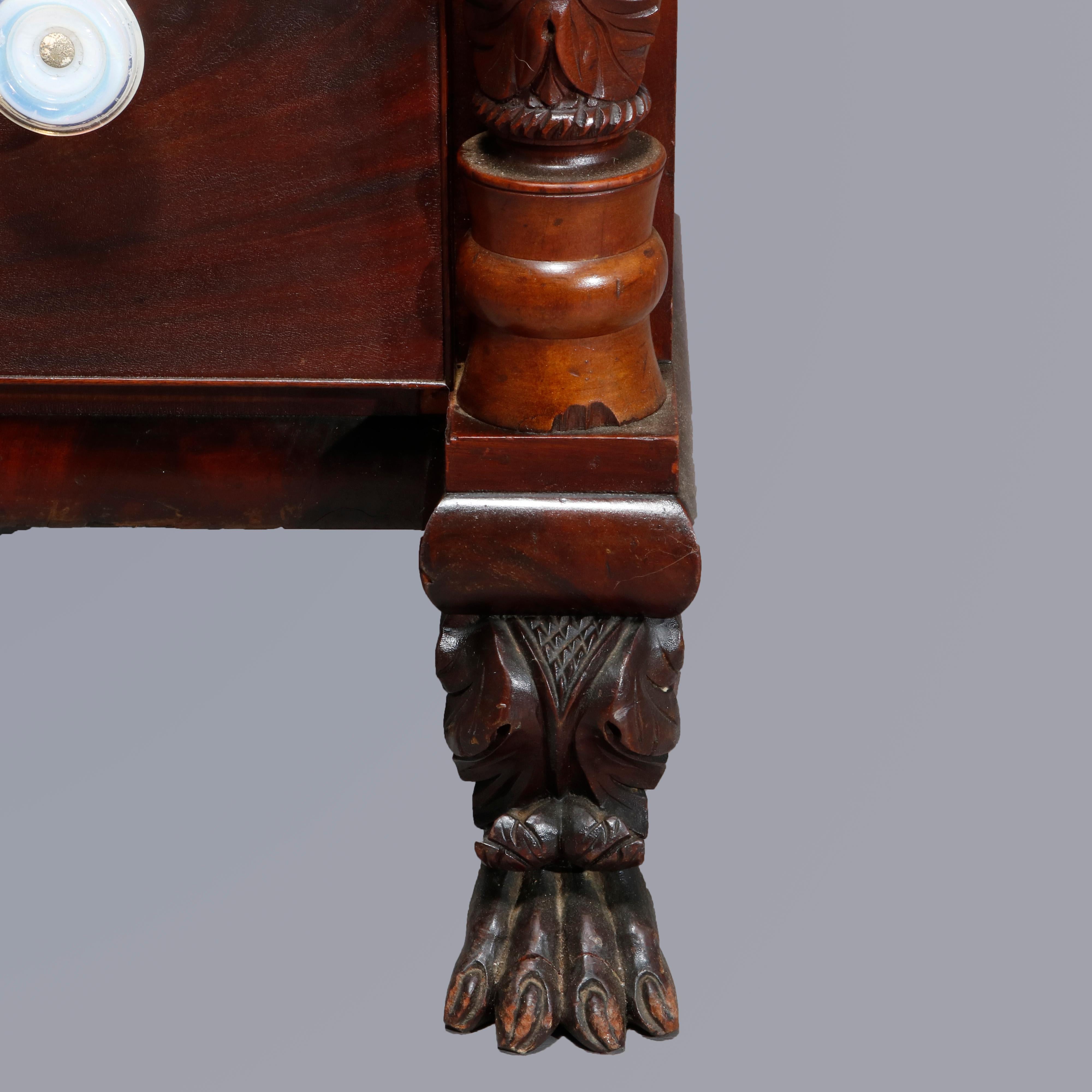 Antique American Empire Flame Mahogany Quervelle School Bookcase on Chest, c1840 6