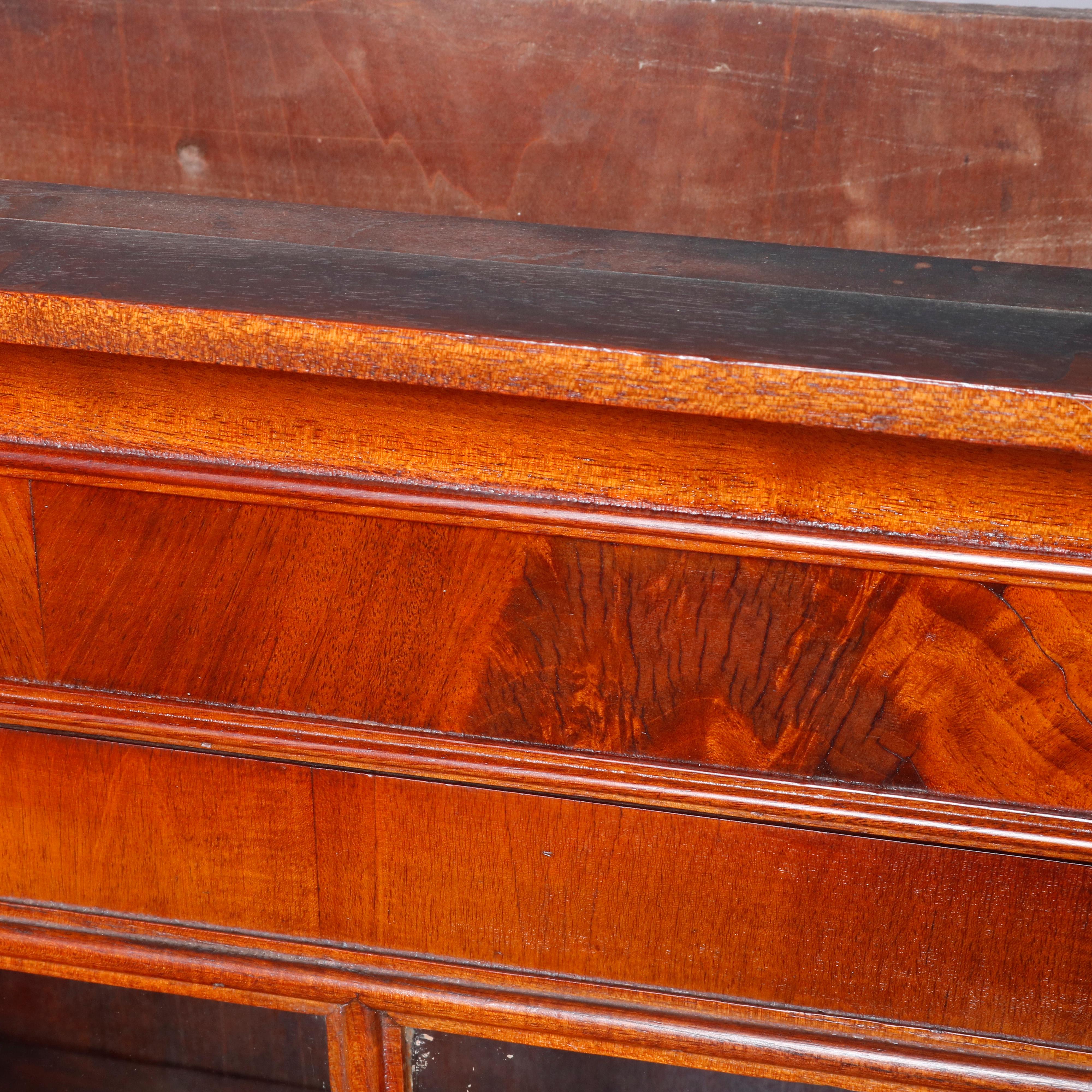 Antique American Empire Flame Mahogany Quervelle School Bookcase on Chest, c1840 8