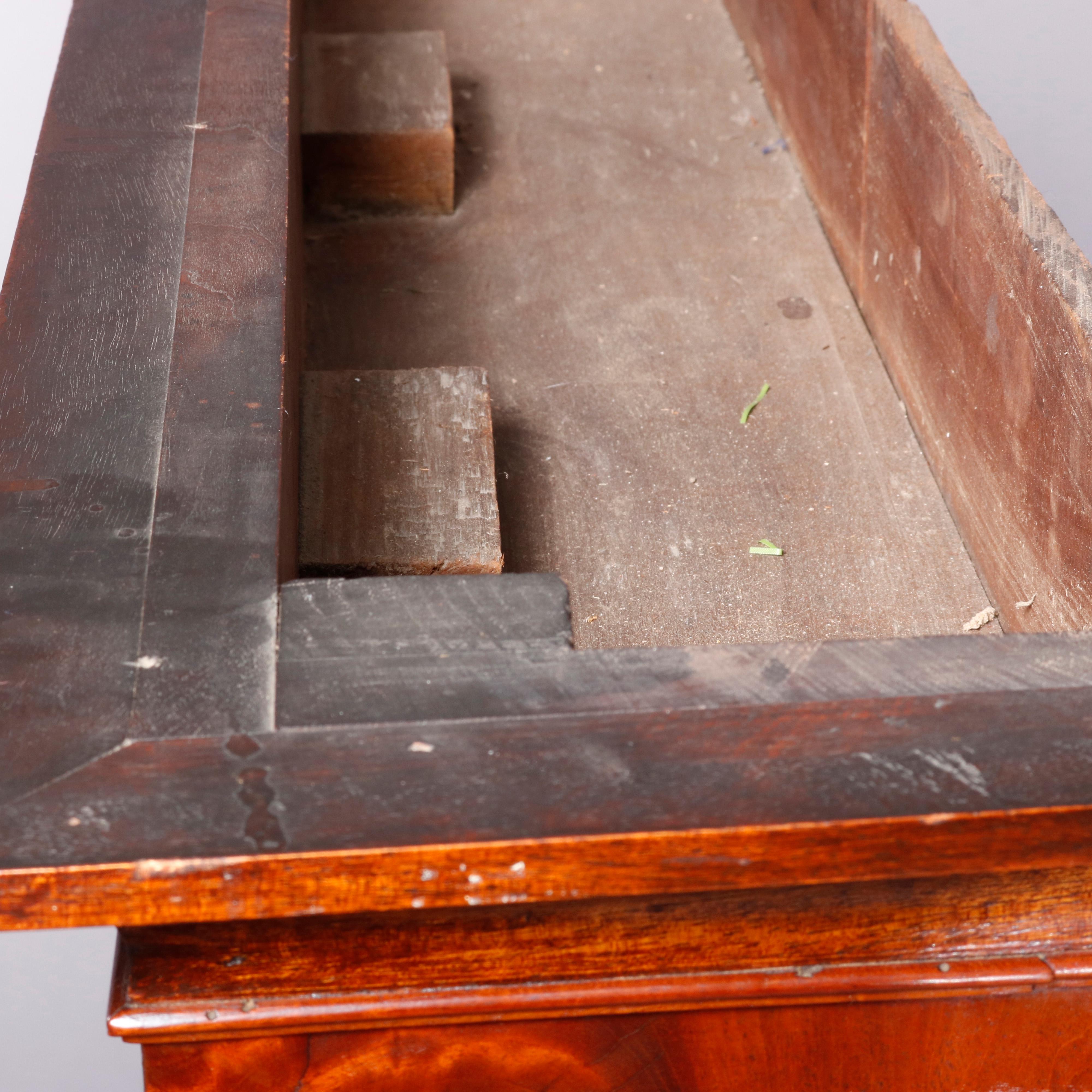 Antique American Empire Flame Mahogany Quervelle School Bookcase on Chest, c1840 10