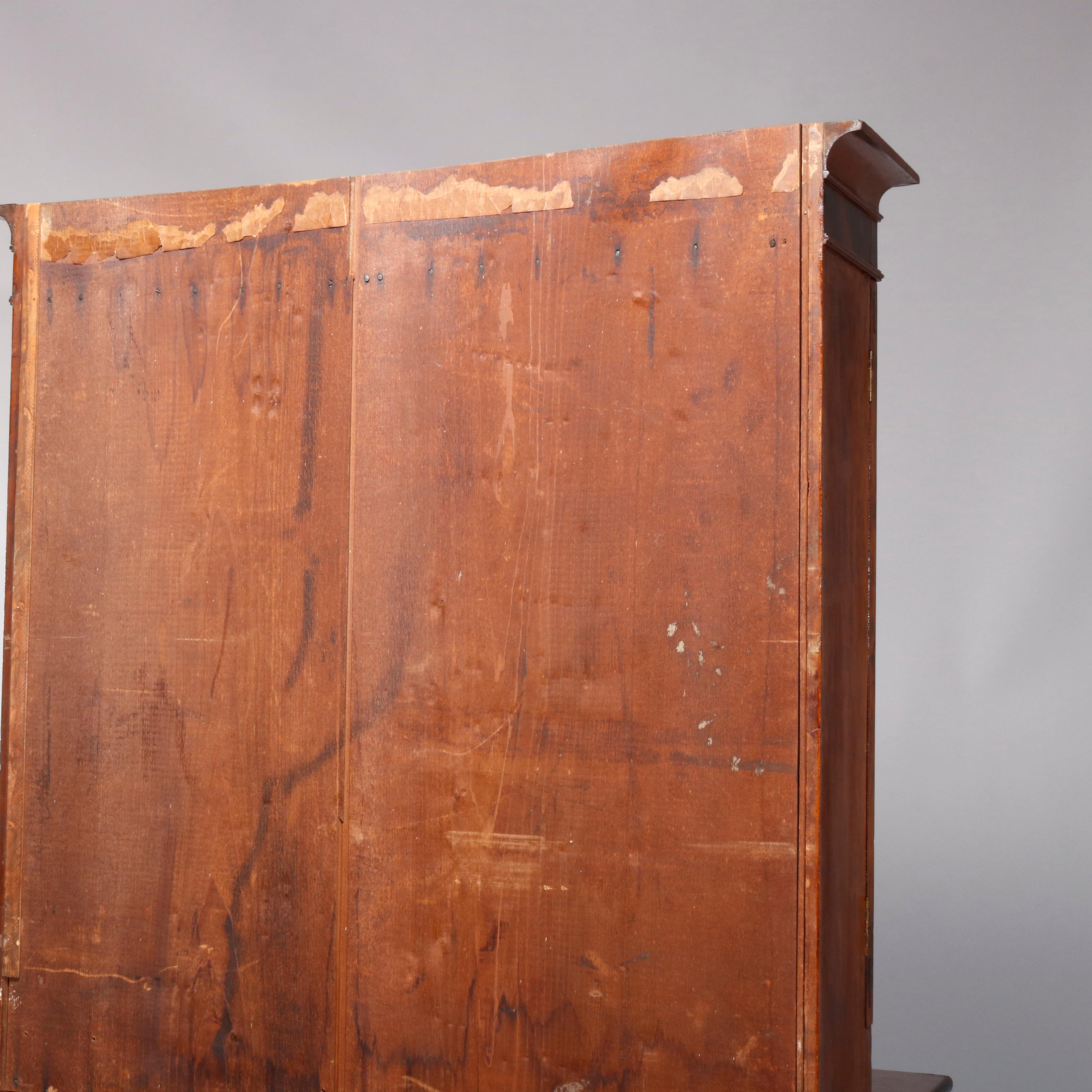 Antique American Empire Flame Mahogany Quervelle School Bookcase on Chest, c1840 11