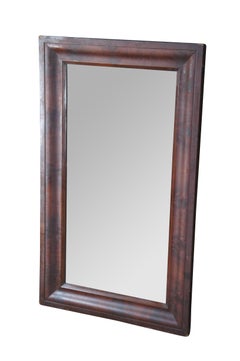 Antique American Empire Flame Mahogany Rectangular Wall Vanity Mirror 28" x 48"