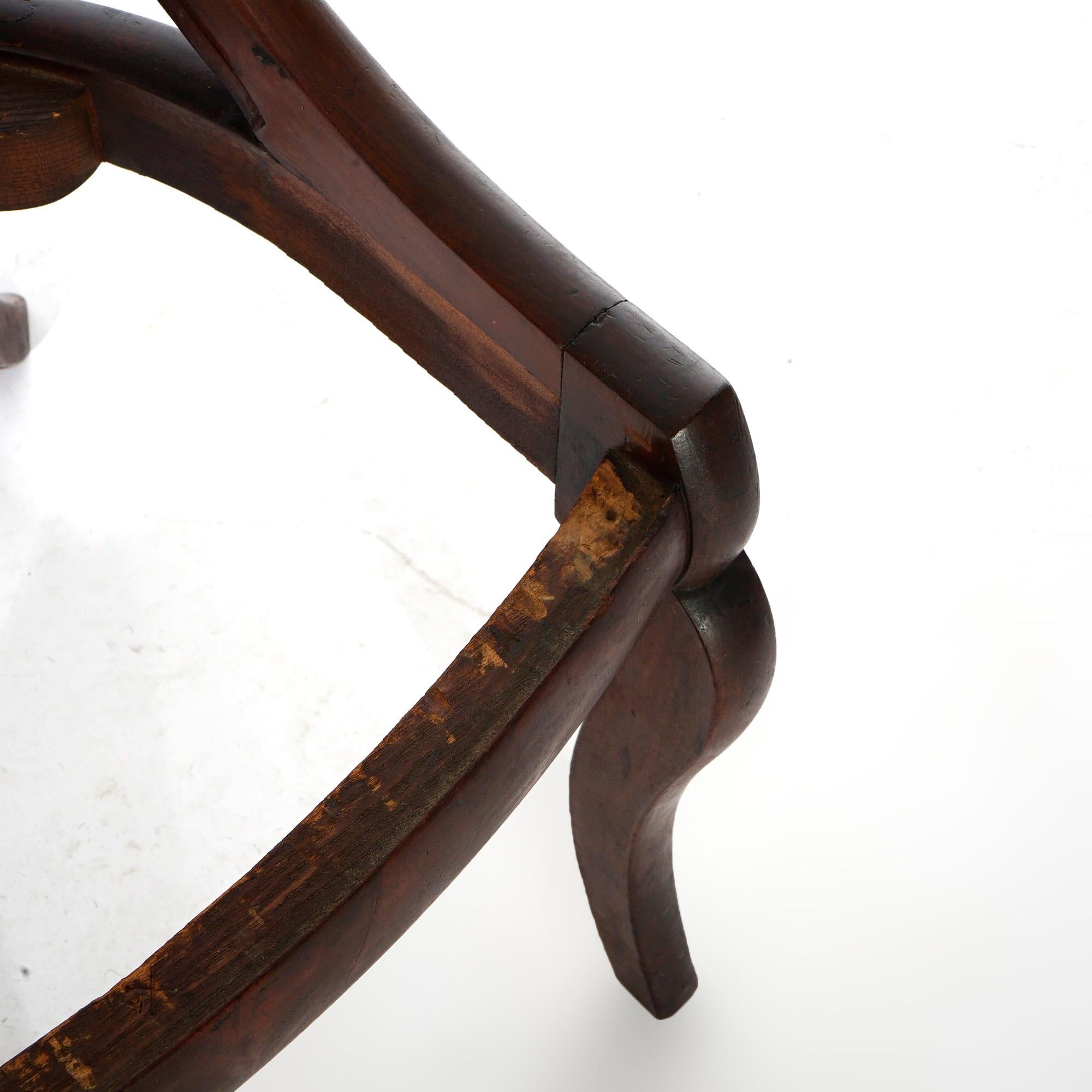 Antique American Empire Flame Mahogany Saber Leg Gondola Dining Chairs, C1840 9