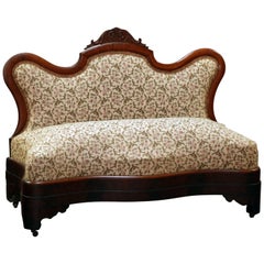 Antique American Empire Flame Mahogany Slipper Bench, circa 1850