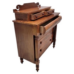 Antique American Empire Flame Mahogany Step Back Chest of Drawers