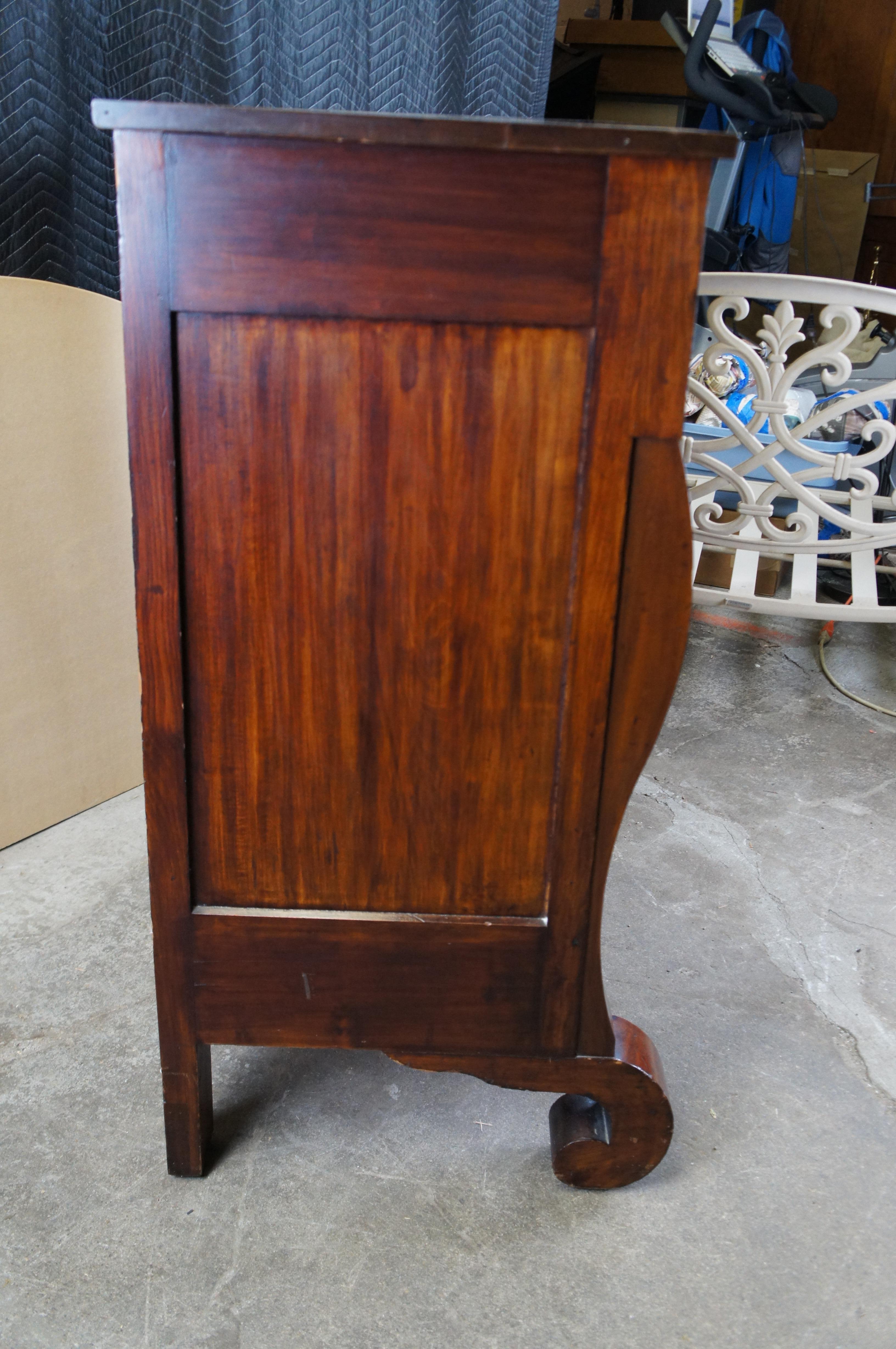 Antique American Empire Flame Mahogany Tallboy Dresser Chest of Drawers For Sale 7