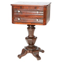 Antique American Empire Flame Mahogany Two Drawer Stand, Circa 1840
