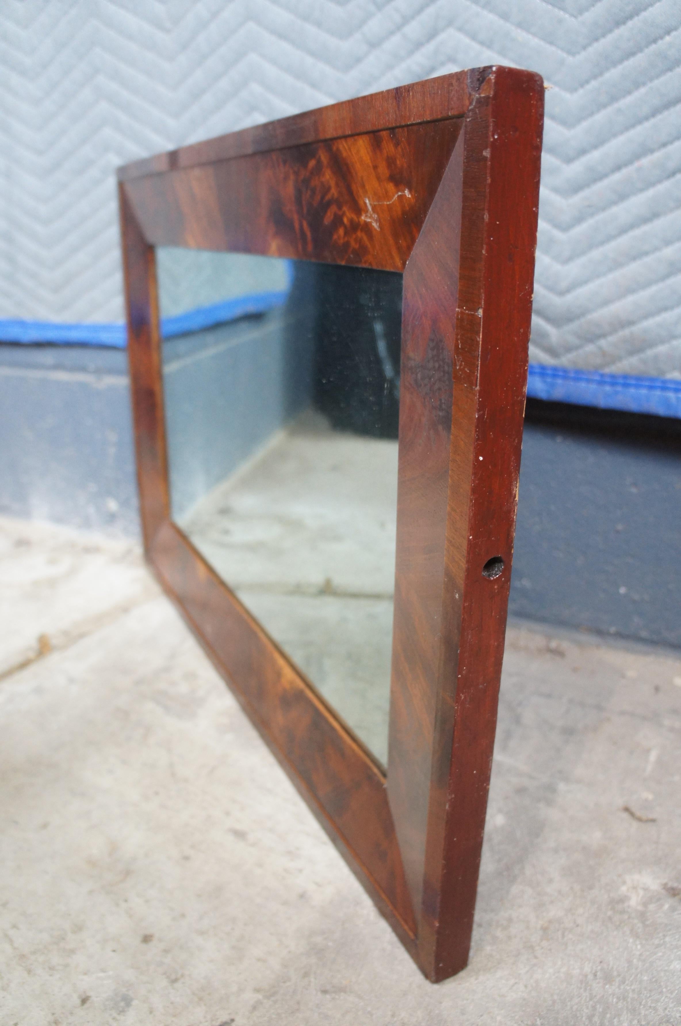 Antique American Empire Flame Mahogany Wall Vanity Mirror 26