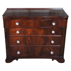 Antique American Empire Flamed Mahogany Serpentine Chest of Drawers or Dresser