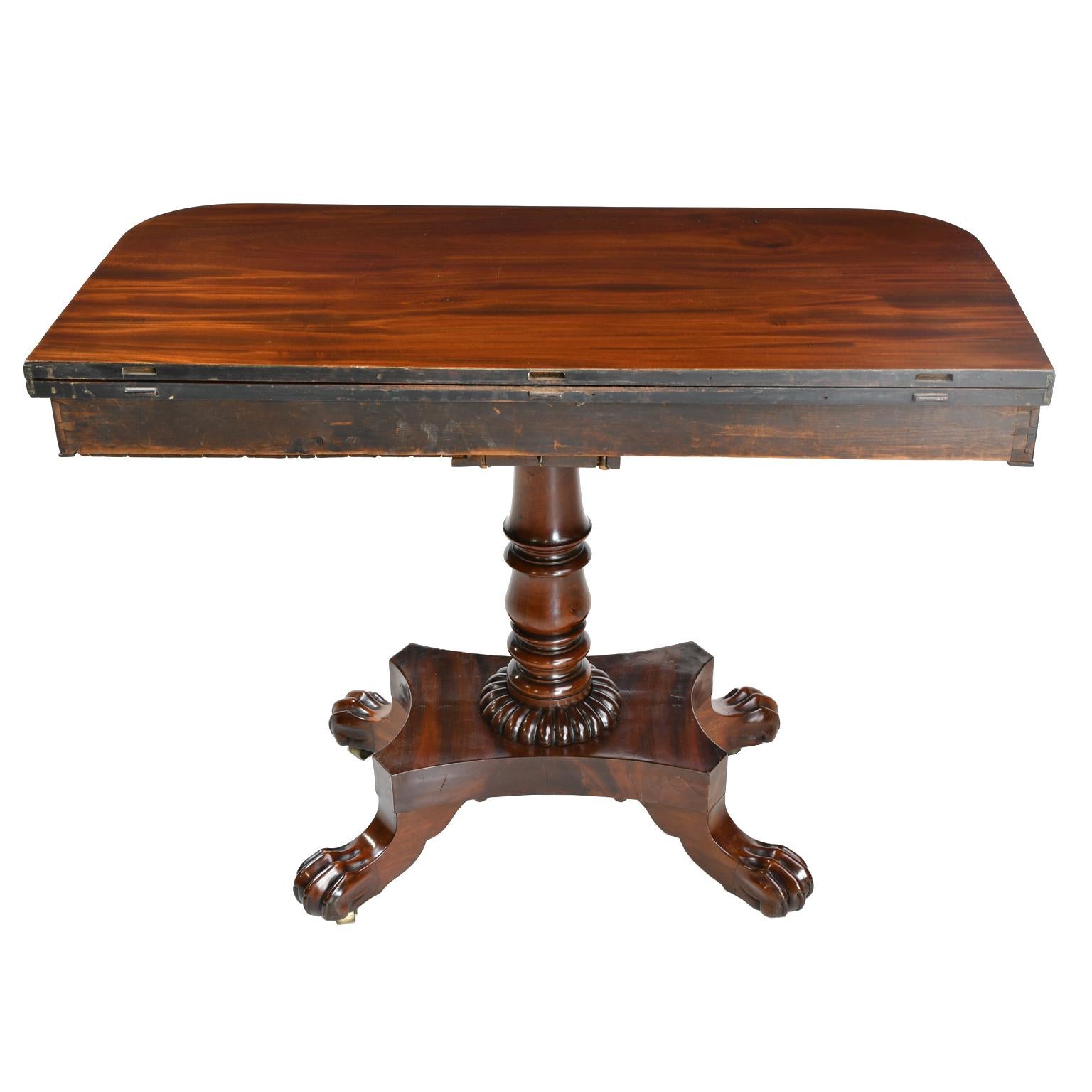 North American Antique American Empire Game/Card Table in West Indies Mahogany, circa 1830 For Sale