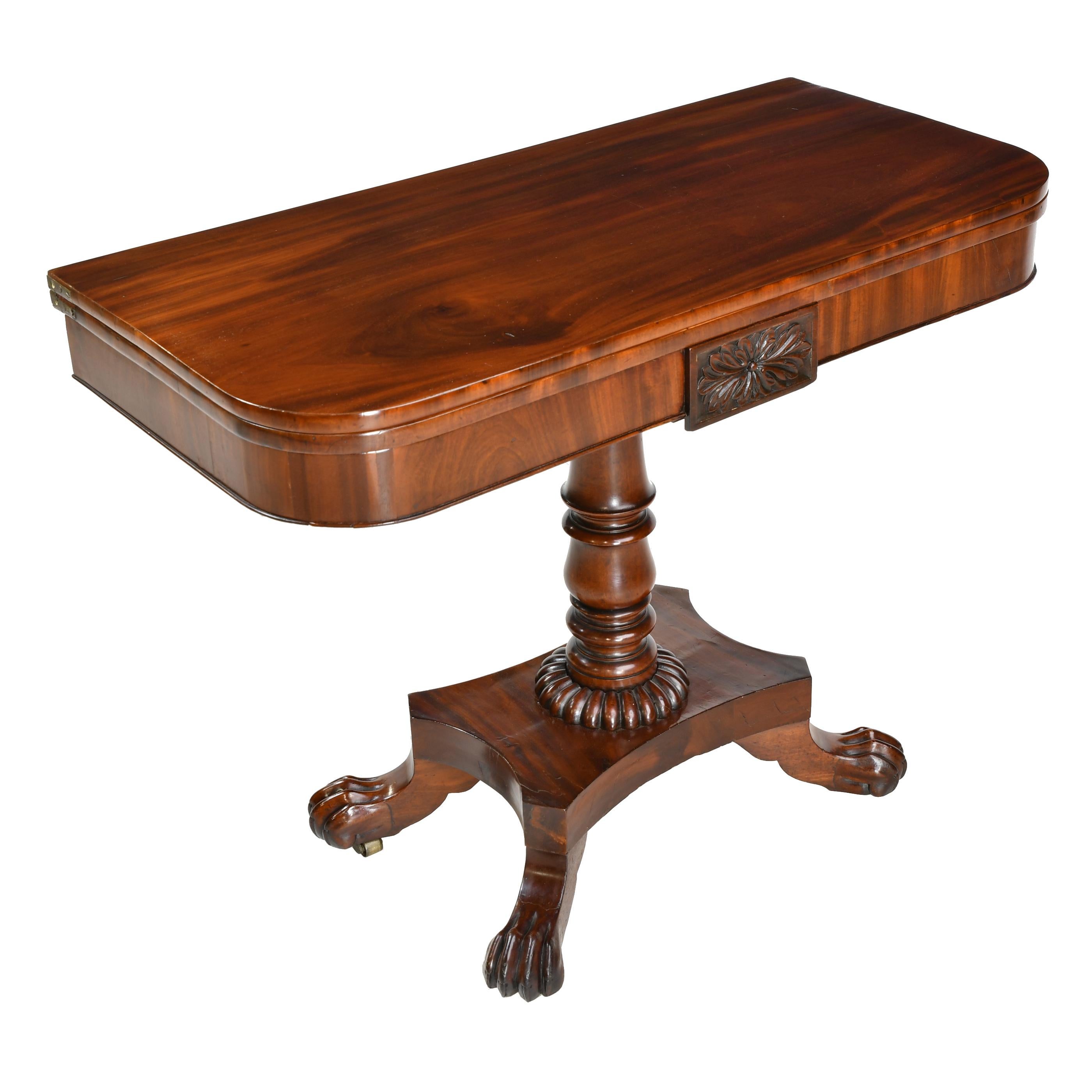 Mid-19th Century Antique American Empire Game/Card Table in West Indies Mahogany, circa 1830 For Sale