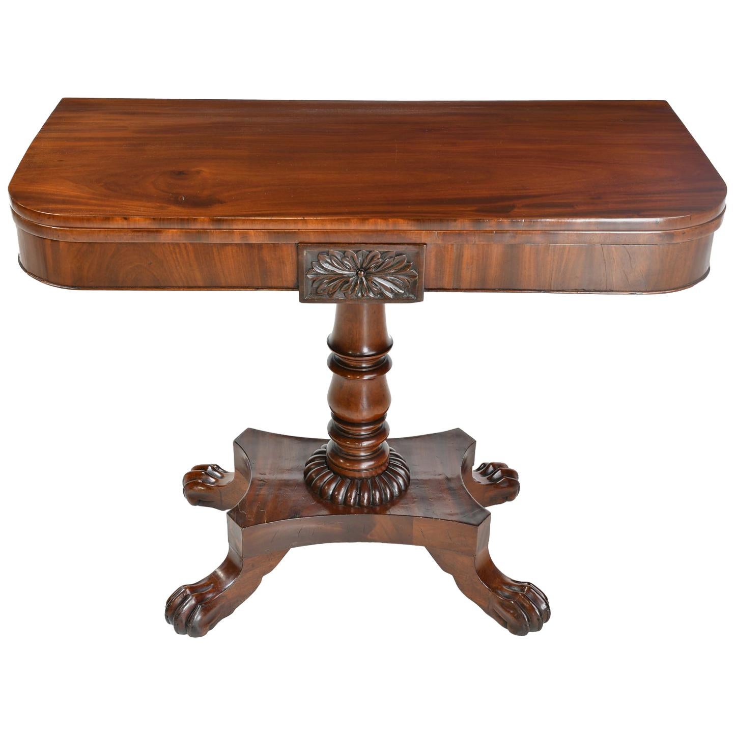 Antique American Empire Game/Card Table in West Indies Mahogany, circa 1830 For Sale