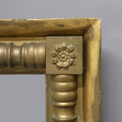 Antique American Empire Giltwood Column Form Wall Mirror with Rosettes C1840