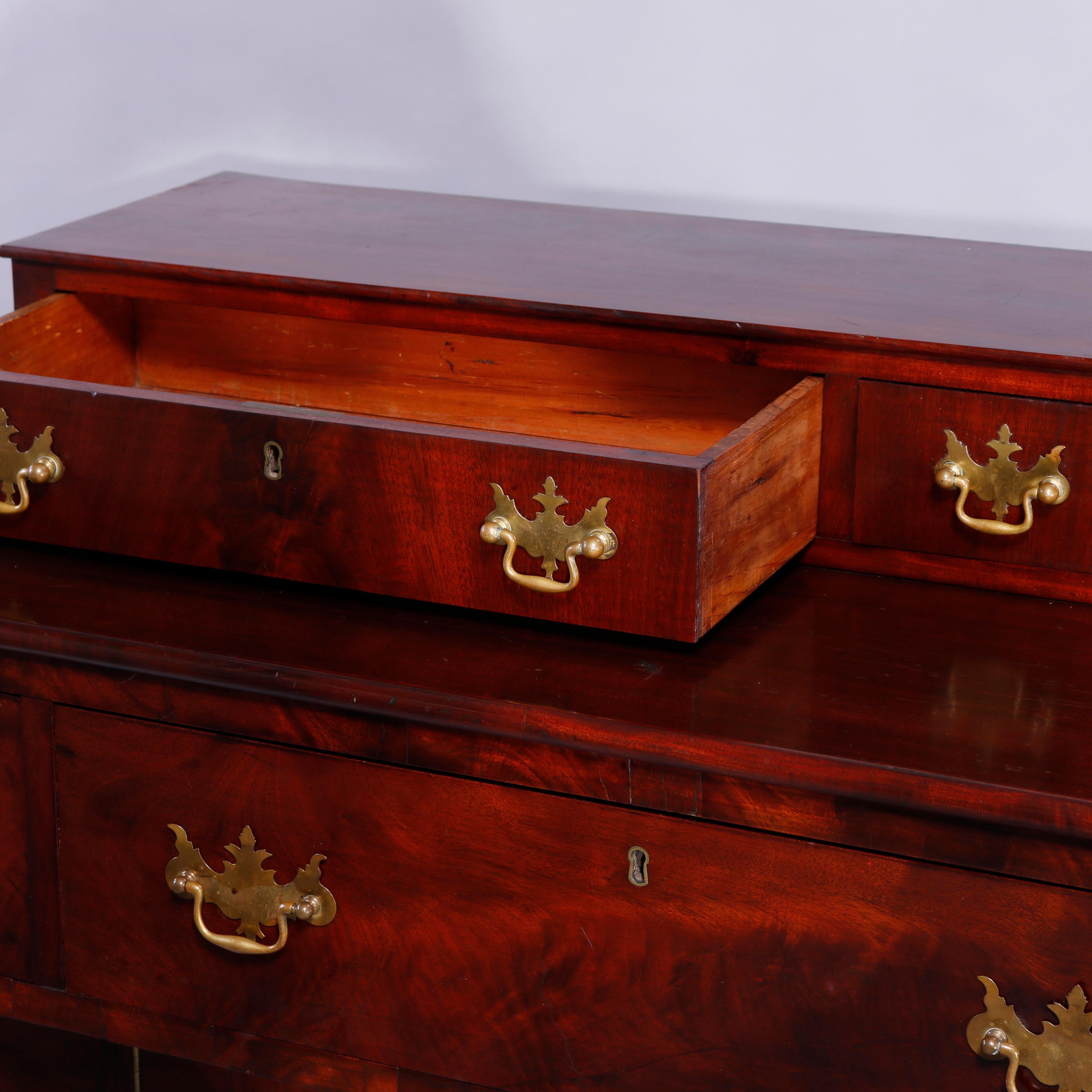 Antique American Empire Grecian Classical Carved Flame Mahogany Sideboard, c1840 6