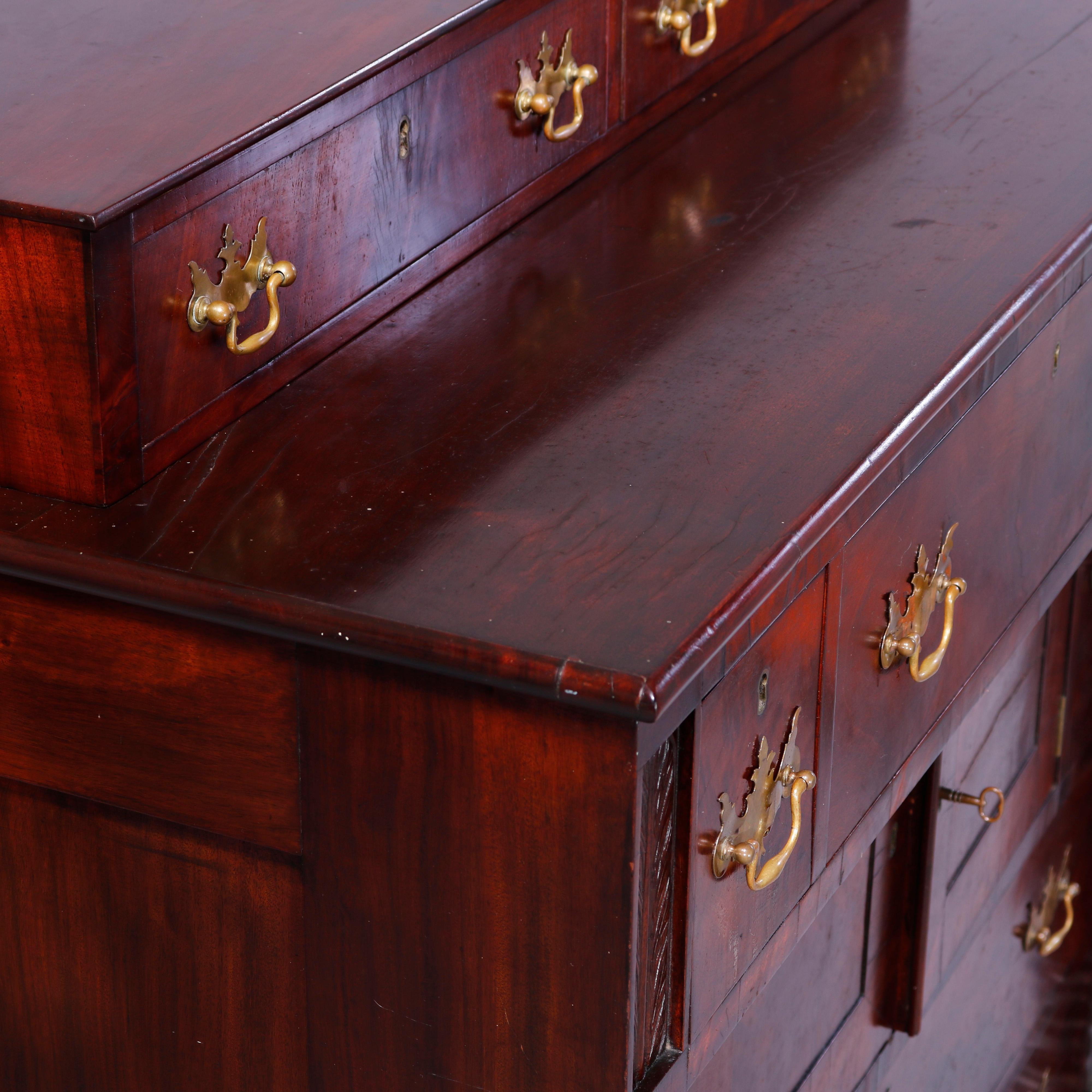 Antique American Empire Grecian Classical Carved Flame Mahogany Sideboard, c1840 8