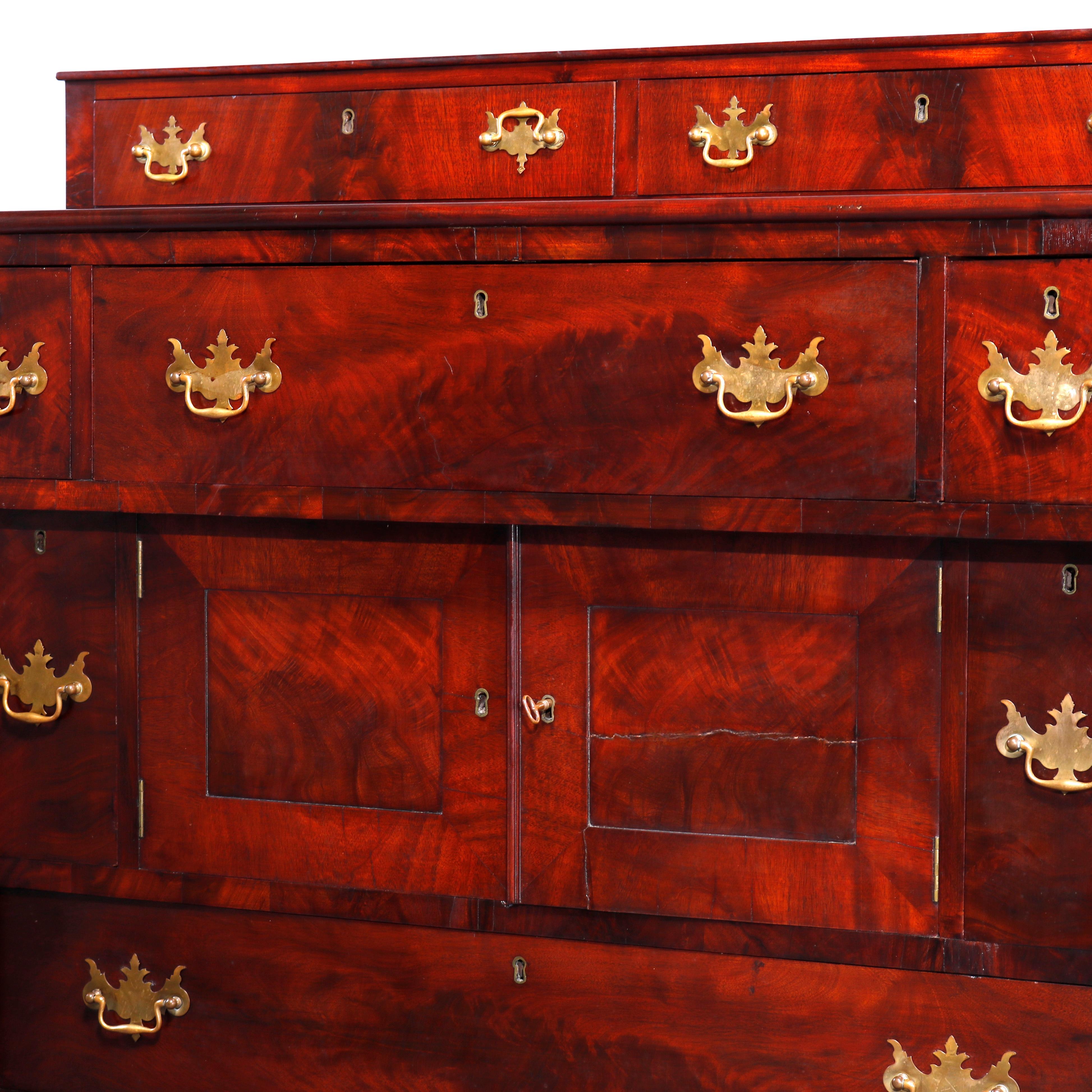 Antique American Empire Grecian Classical Carved Flame Mahogany Sideboard, c1840 3