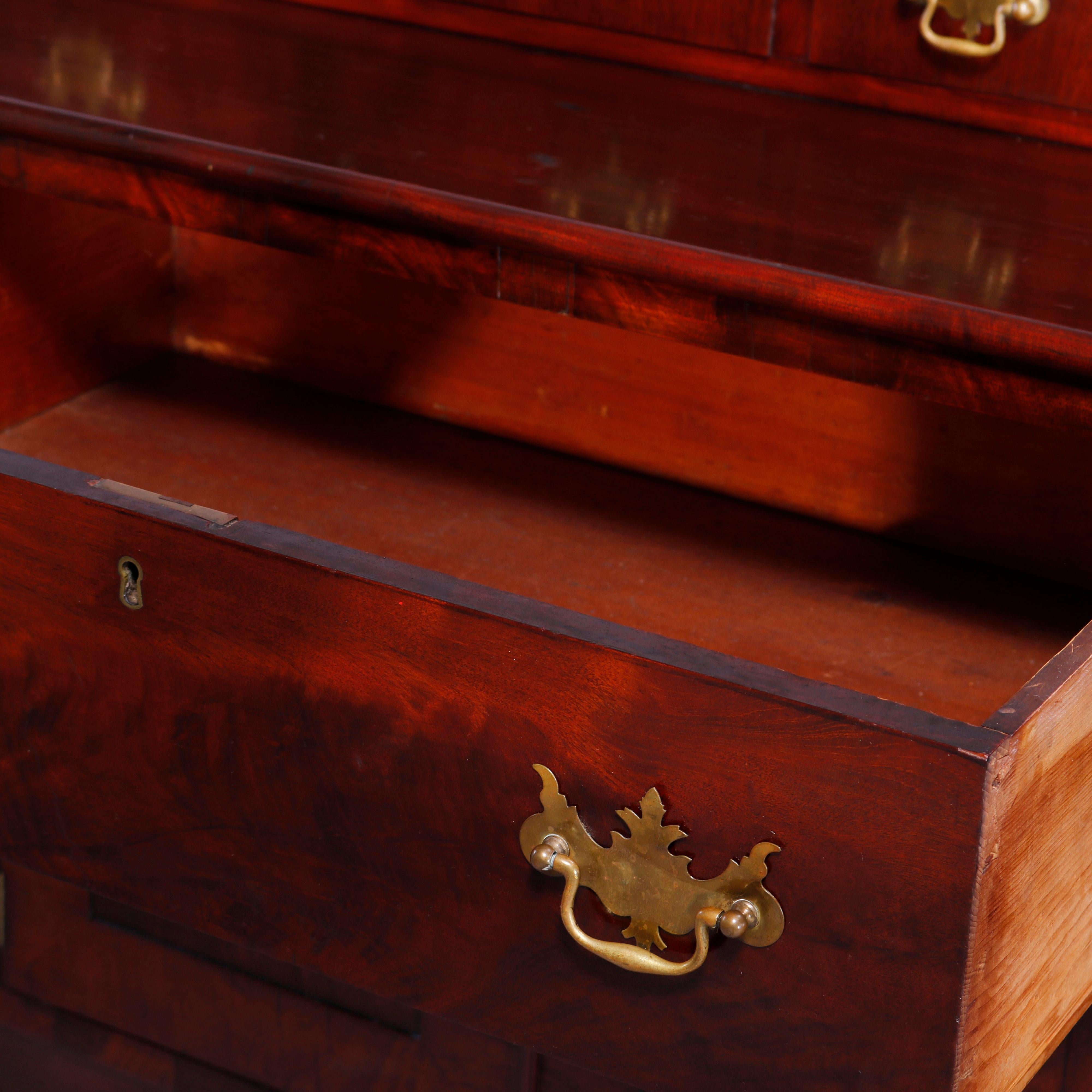 Antique American Empire Grecian Classical Carved Flame Mahogany Sideboard, c1840 4