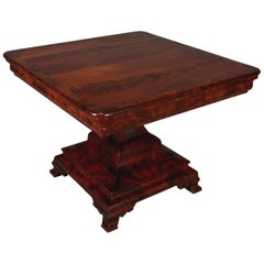 Antique American Empire Grecian Style Flame Mahogany Pedestal Centre Table