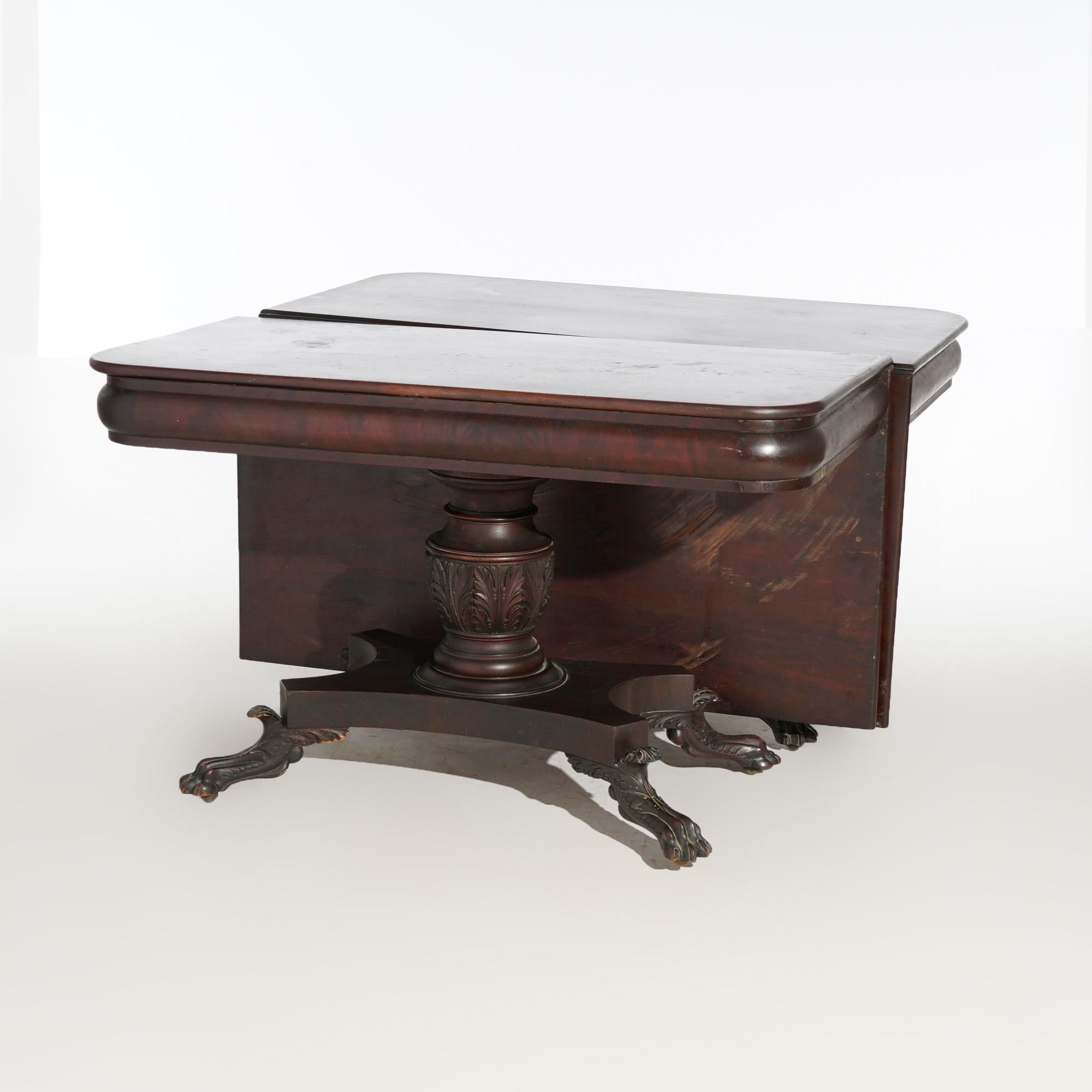 Antiguo Imperio Americano Mesa de banquete de caoba con doble pedestal c1840 Estadounidense en venta