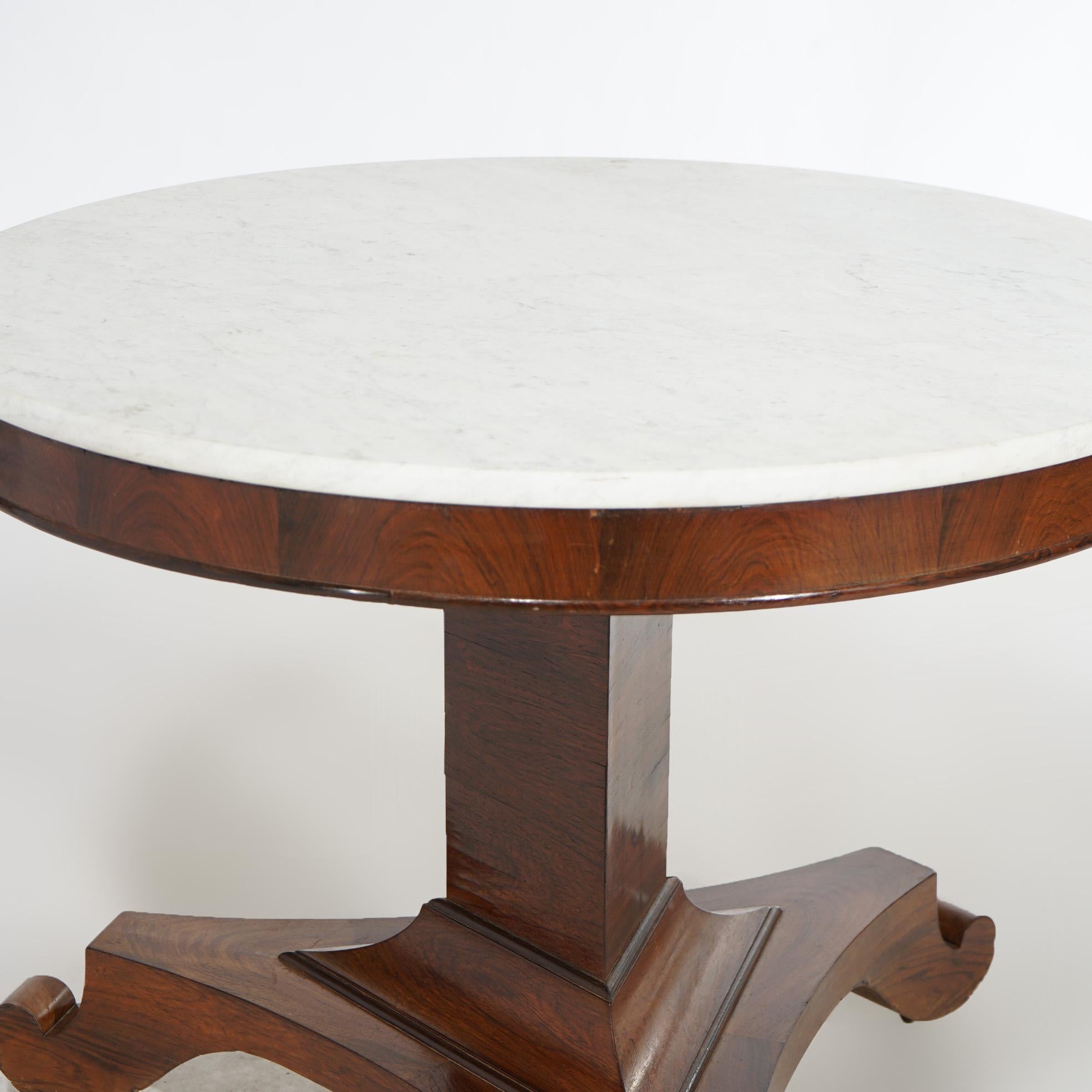 Antique American Empire Greco Quervelle School Mahogany & Marble Center Table For Sale 3