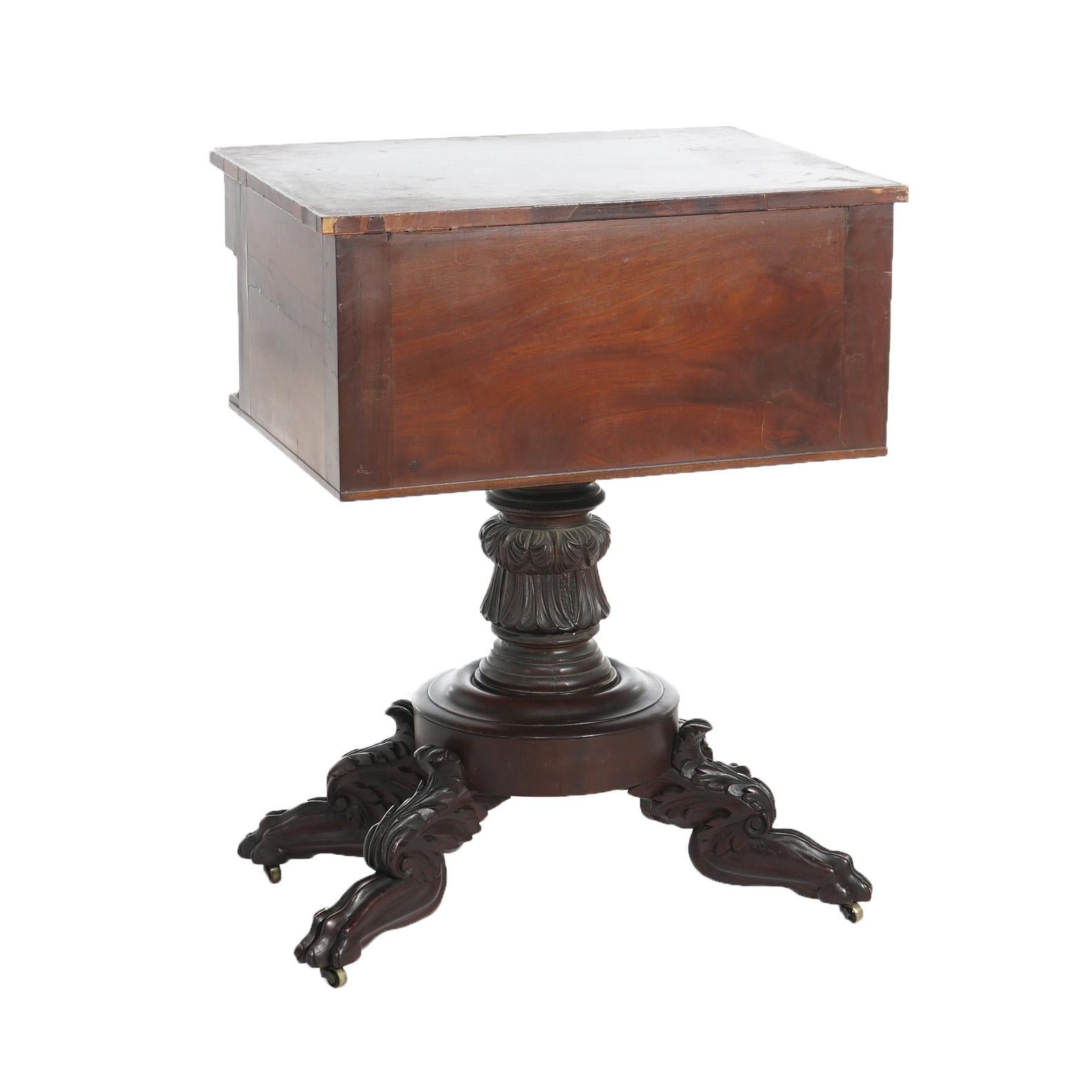 Antique American Empire Mahogany 2 Drawer Work Table C1840 8