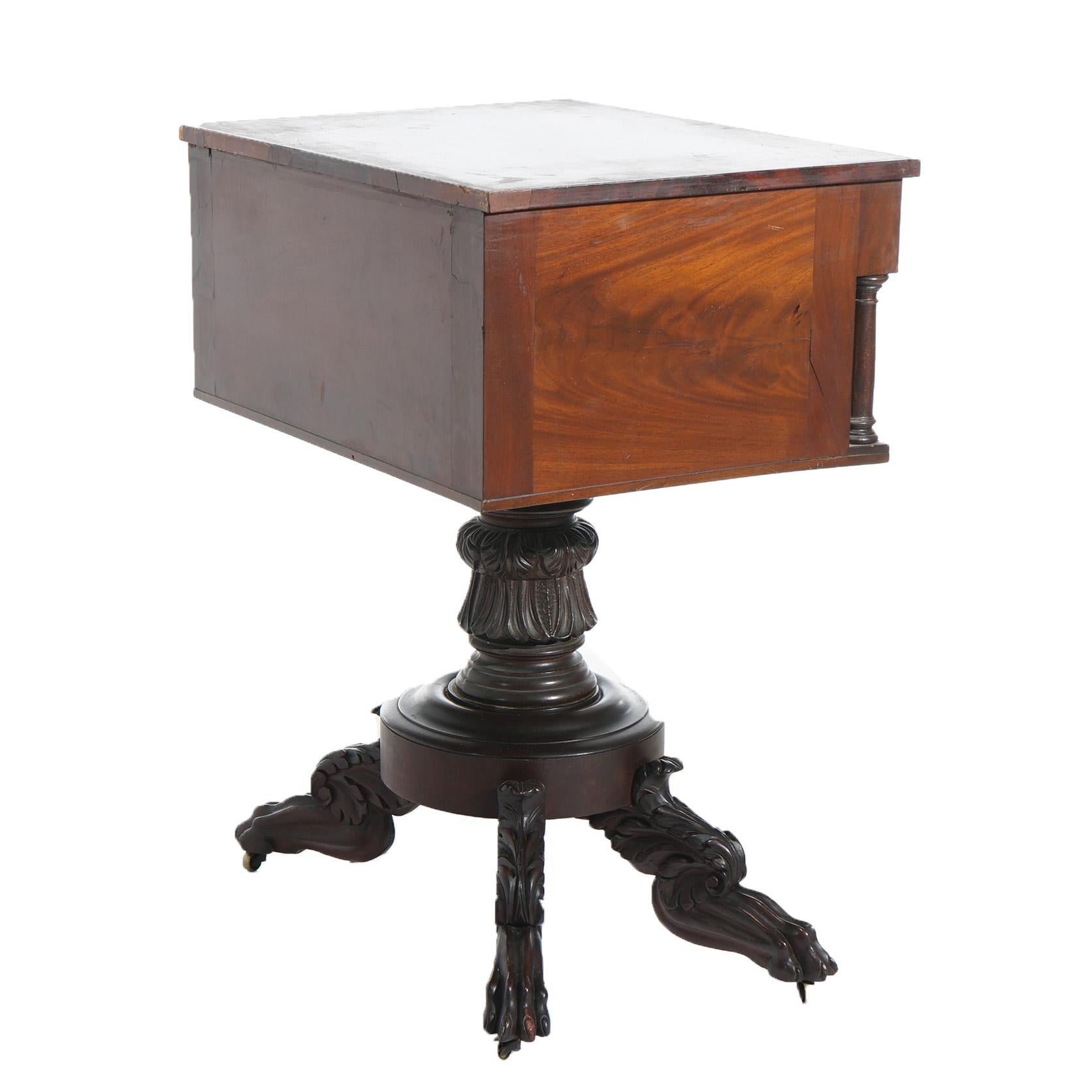 Antique American Empire Mahogany 2 Drawer Work Table C1840 12