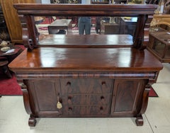 Antique American Empire Mahogany Berkey & Gay Server, Mirror