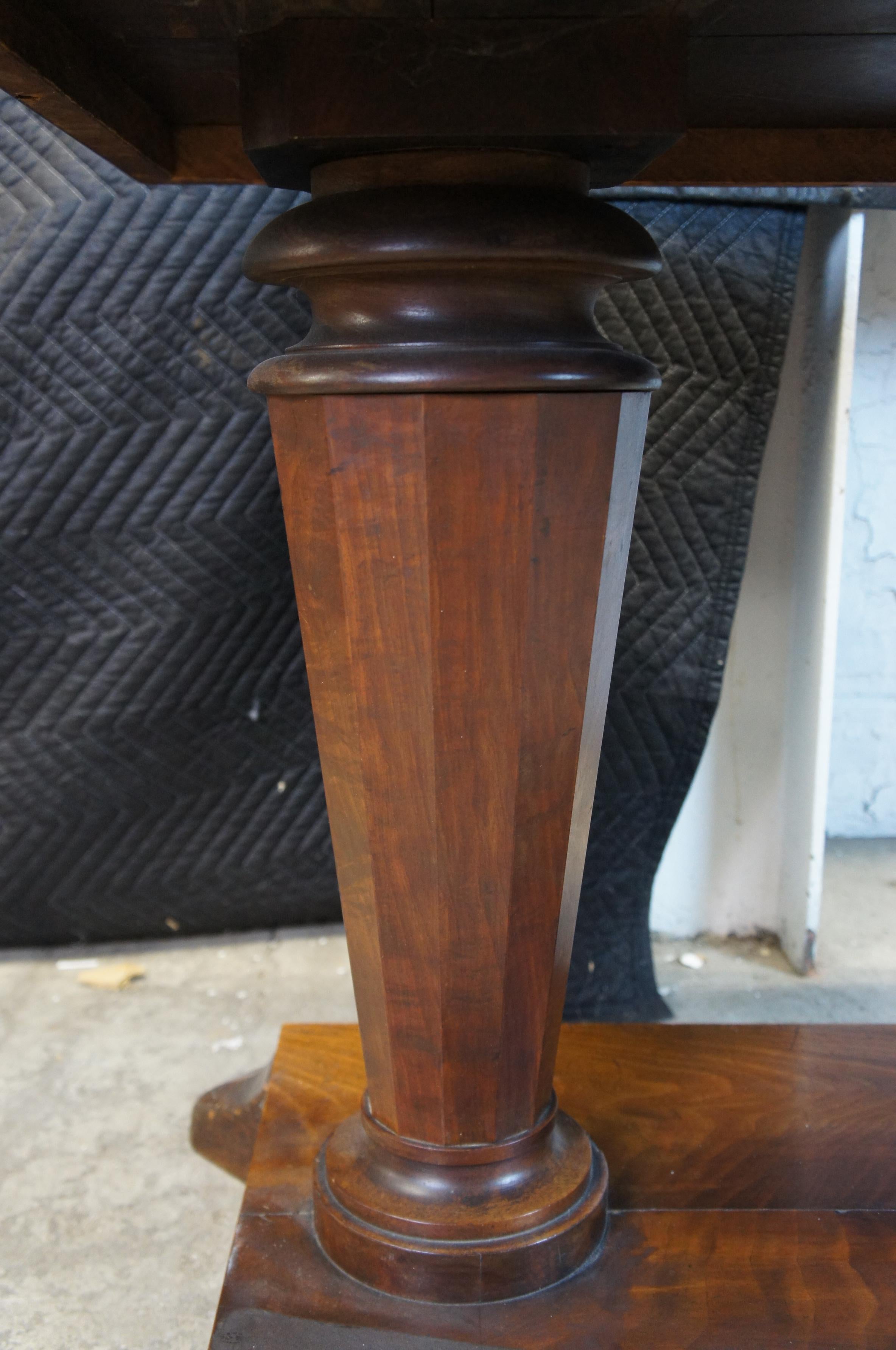 Antique American Empire Mahogany Double Pedestal Pillar & Scroll Library Table 1