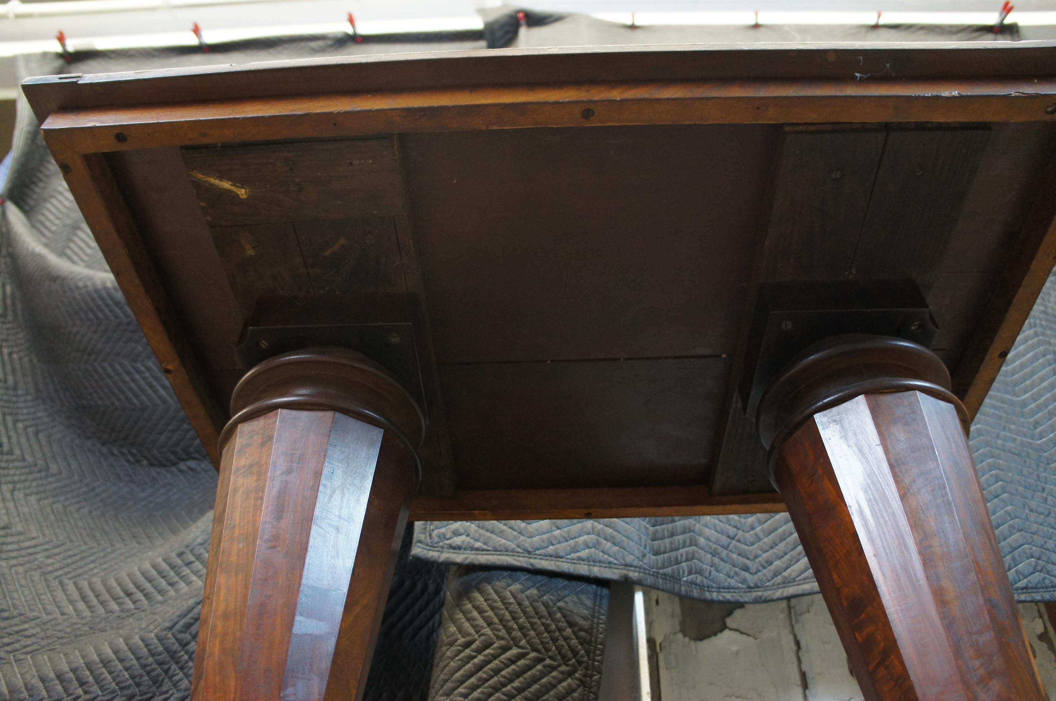 Antique American Empire Mahogany Double Pedestal Pillar & Scroll Library Table 4