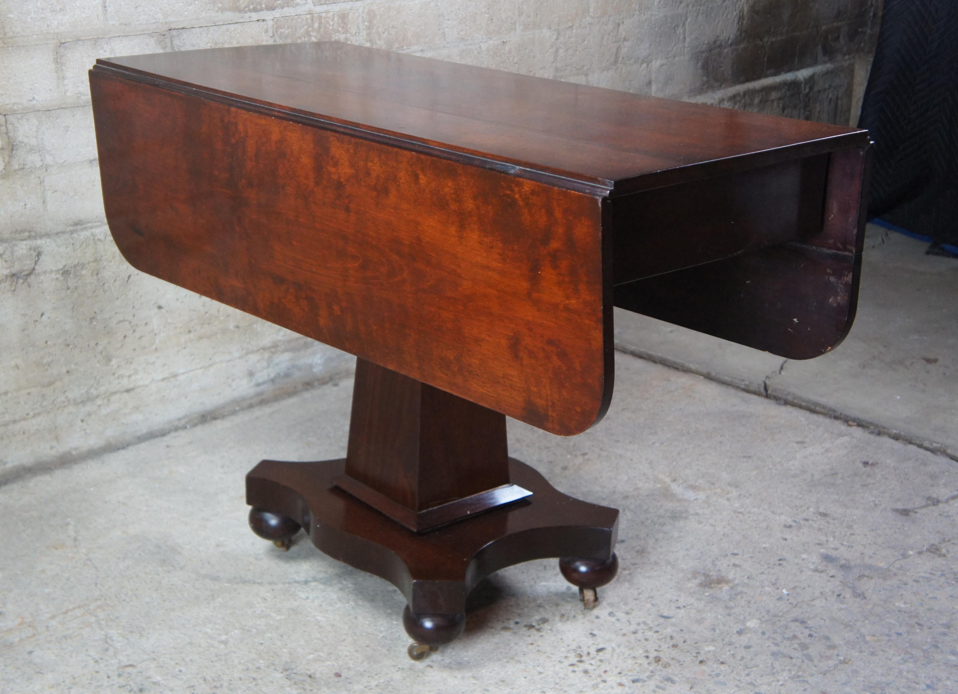 Antique American Empire Mahogany Drop-Leaf Entry Console Parlor Side Table 8