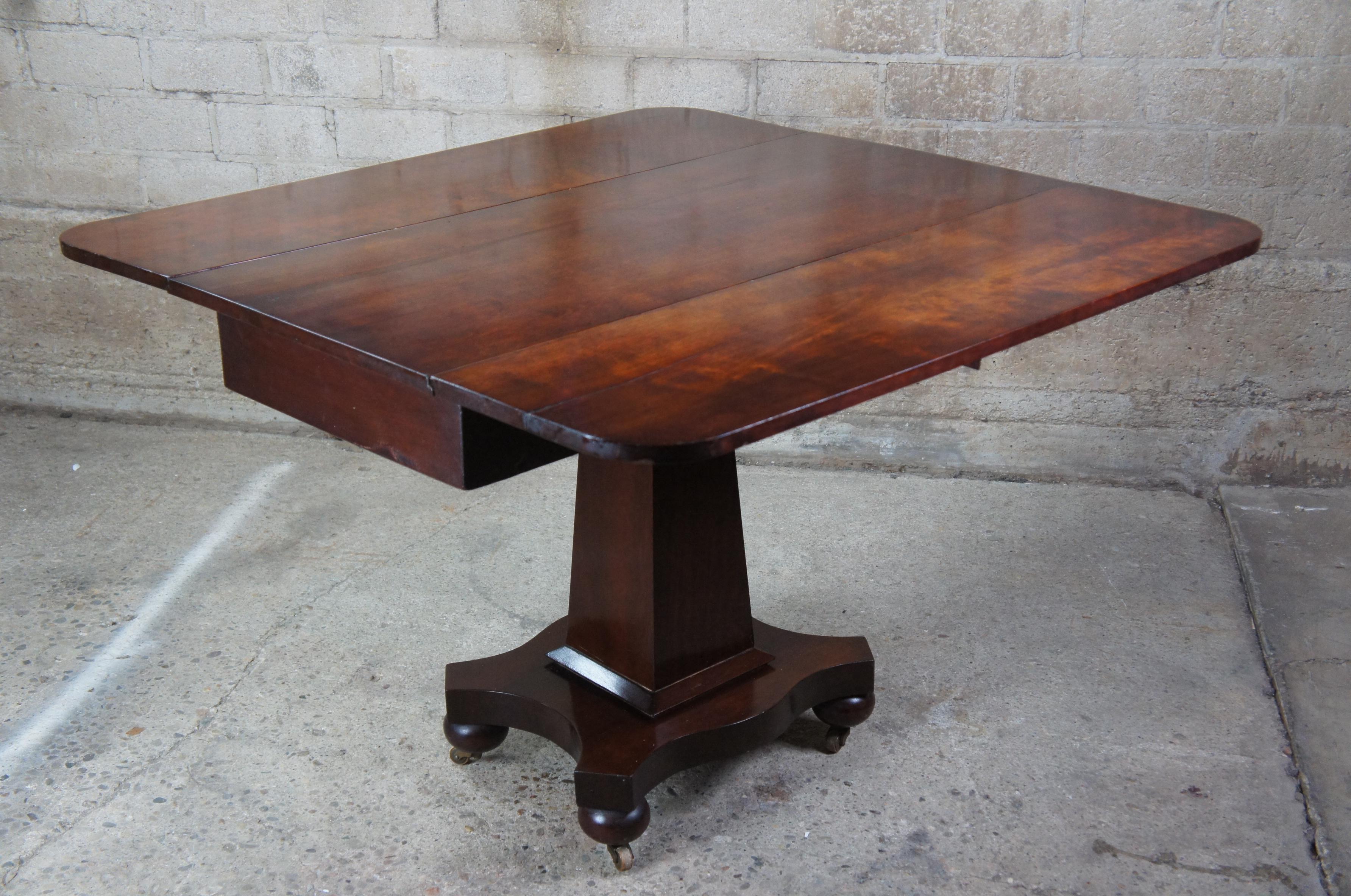 Antique American Empire Mahogany Drop-Leaf Entry Console Parlor Side Table 5