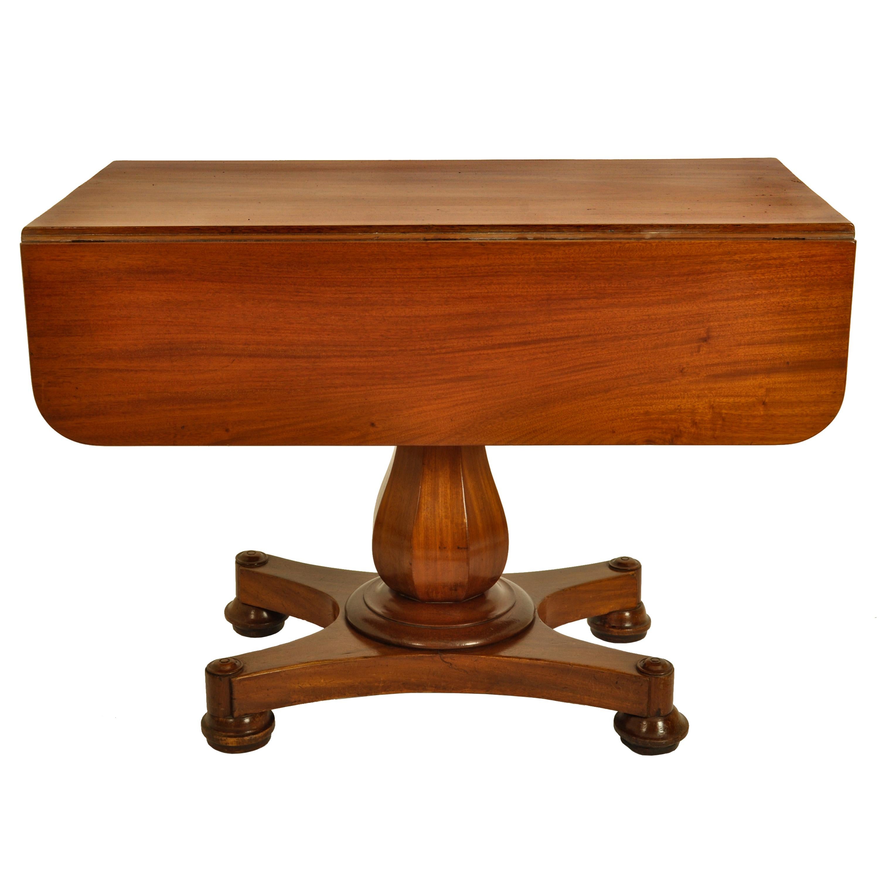 Antique American Empire Mahogany Drop Leaf Pedestal Pembroke Table Maryland 1840 For Sale 2