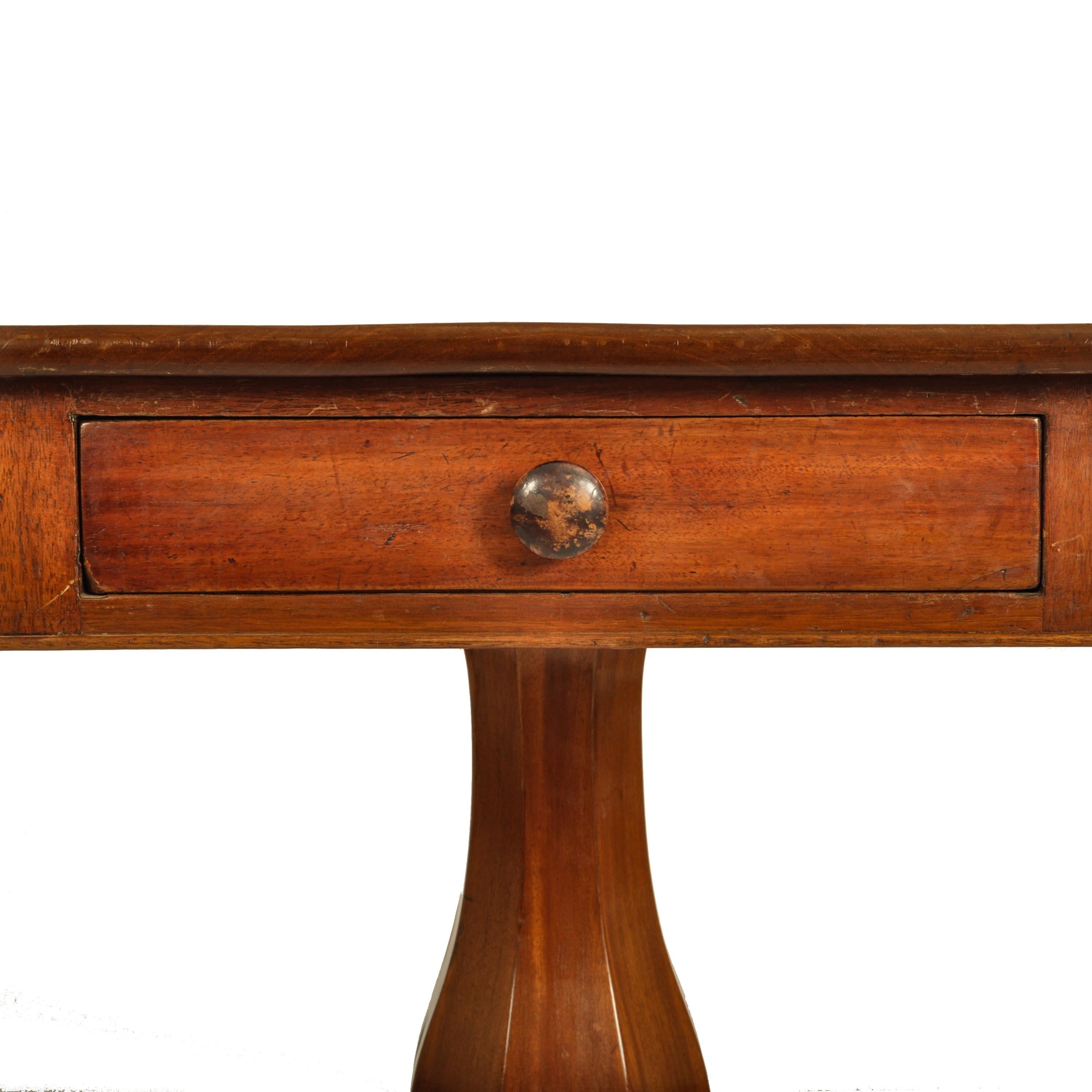 Antique American Empire Mahogany Drop Leaf Pedestal Pembroke Table Maryland 1840 For Sale 4