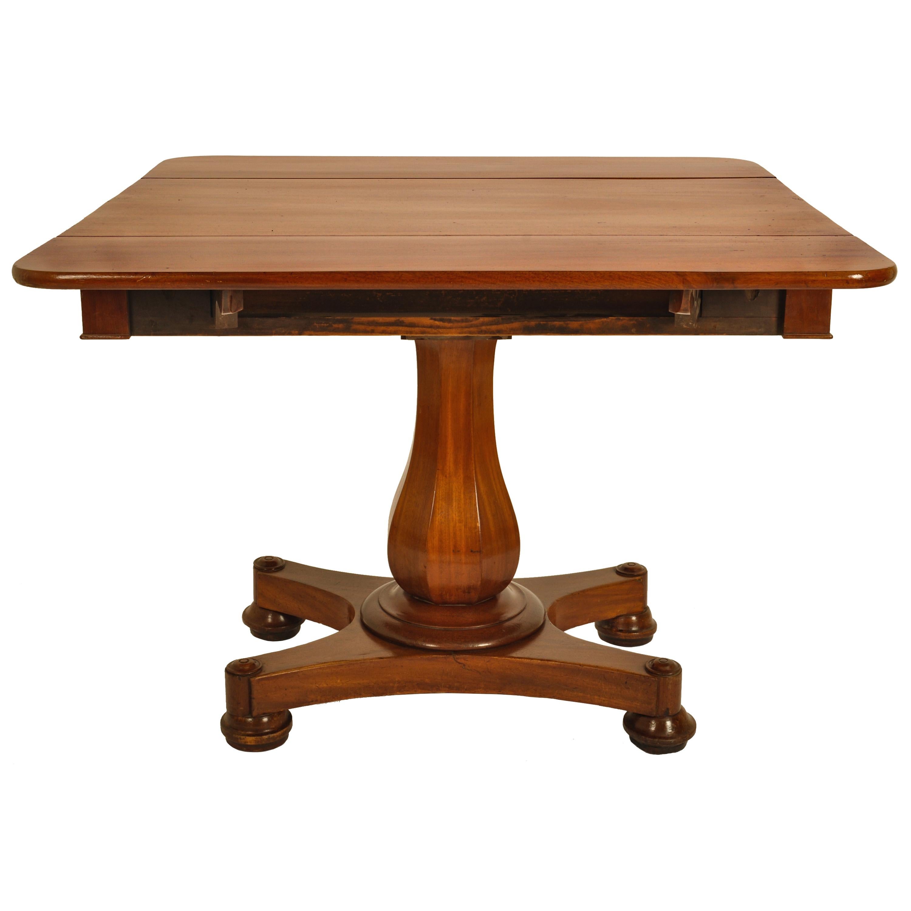 19th Century Antique American Empire Mahogany Drop Leaf Pedestal Pembroke Table Maryland 1840 For Sale