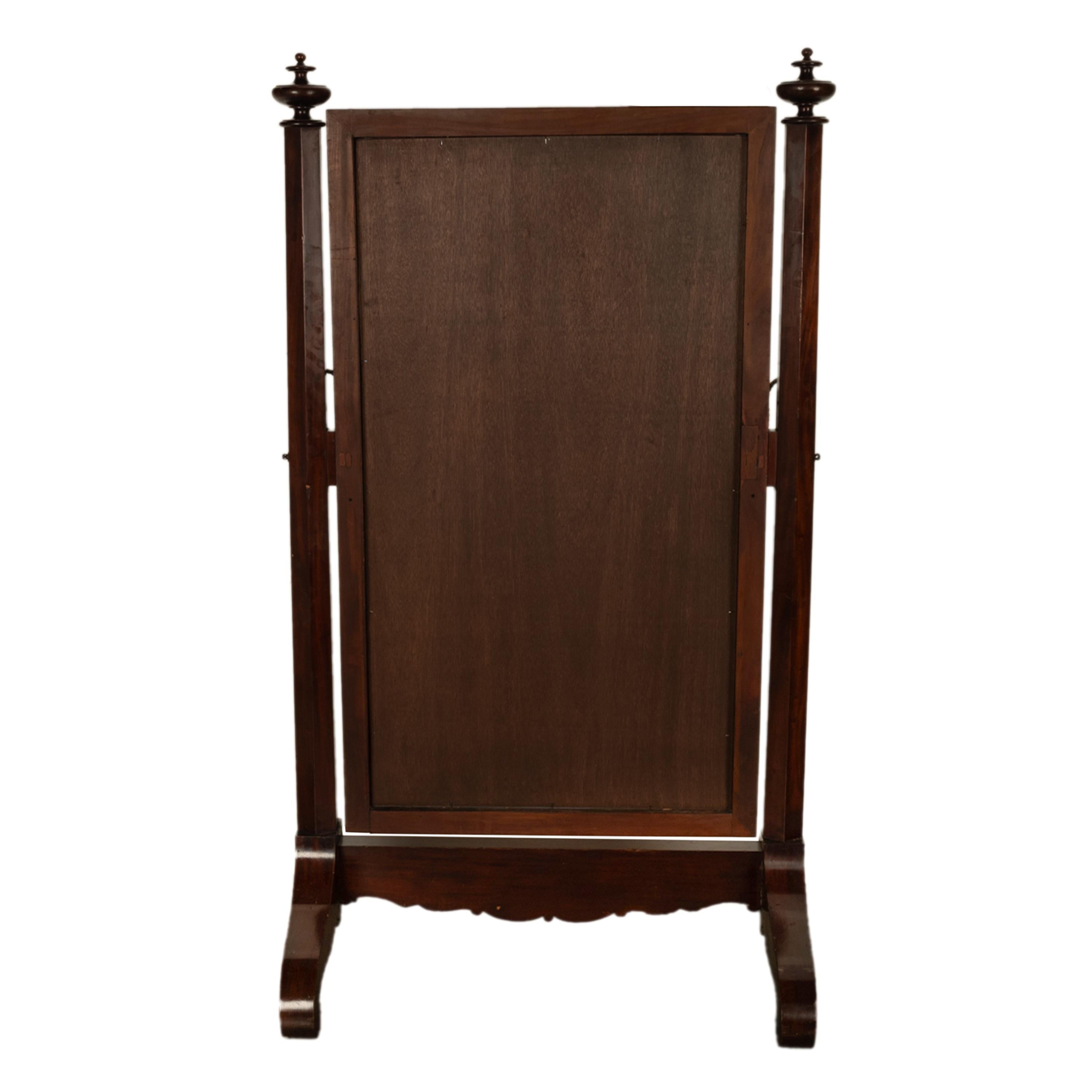 Antique American Empire Mahogany Full Length Cheval Mirror Candle Sconces 1830 5