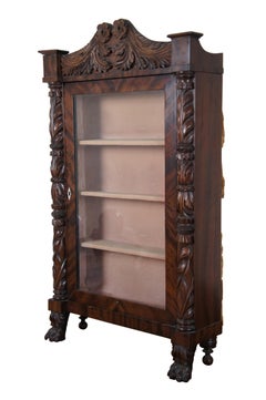 Antique American Empire Mahogany Hanging Counter Display Curio Cabinet Vitrine
