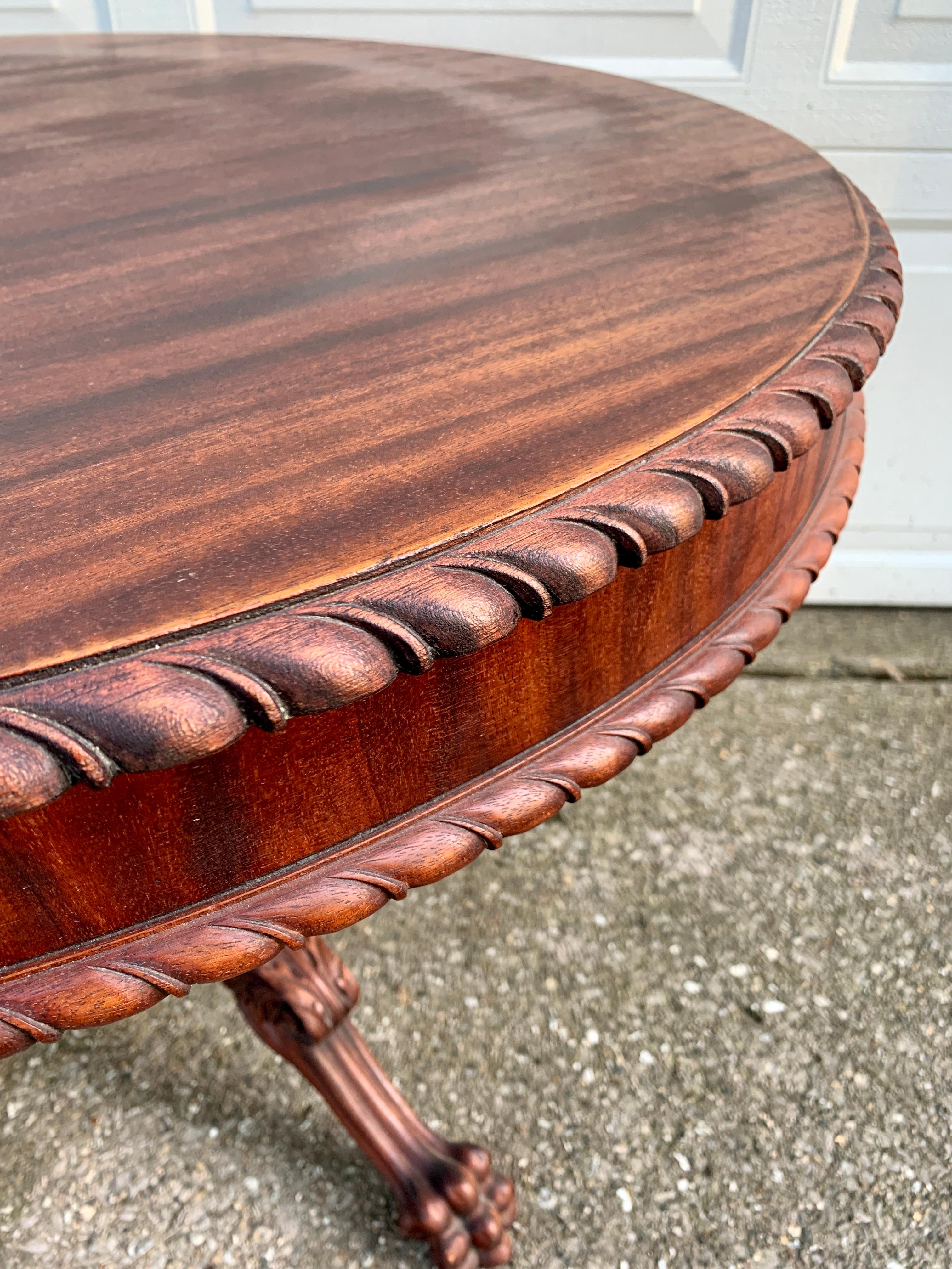 Antique American Empire Mahogany Paw Foot Pedestal Side Table, Late 19th Century For Sale 9