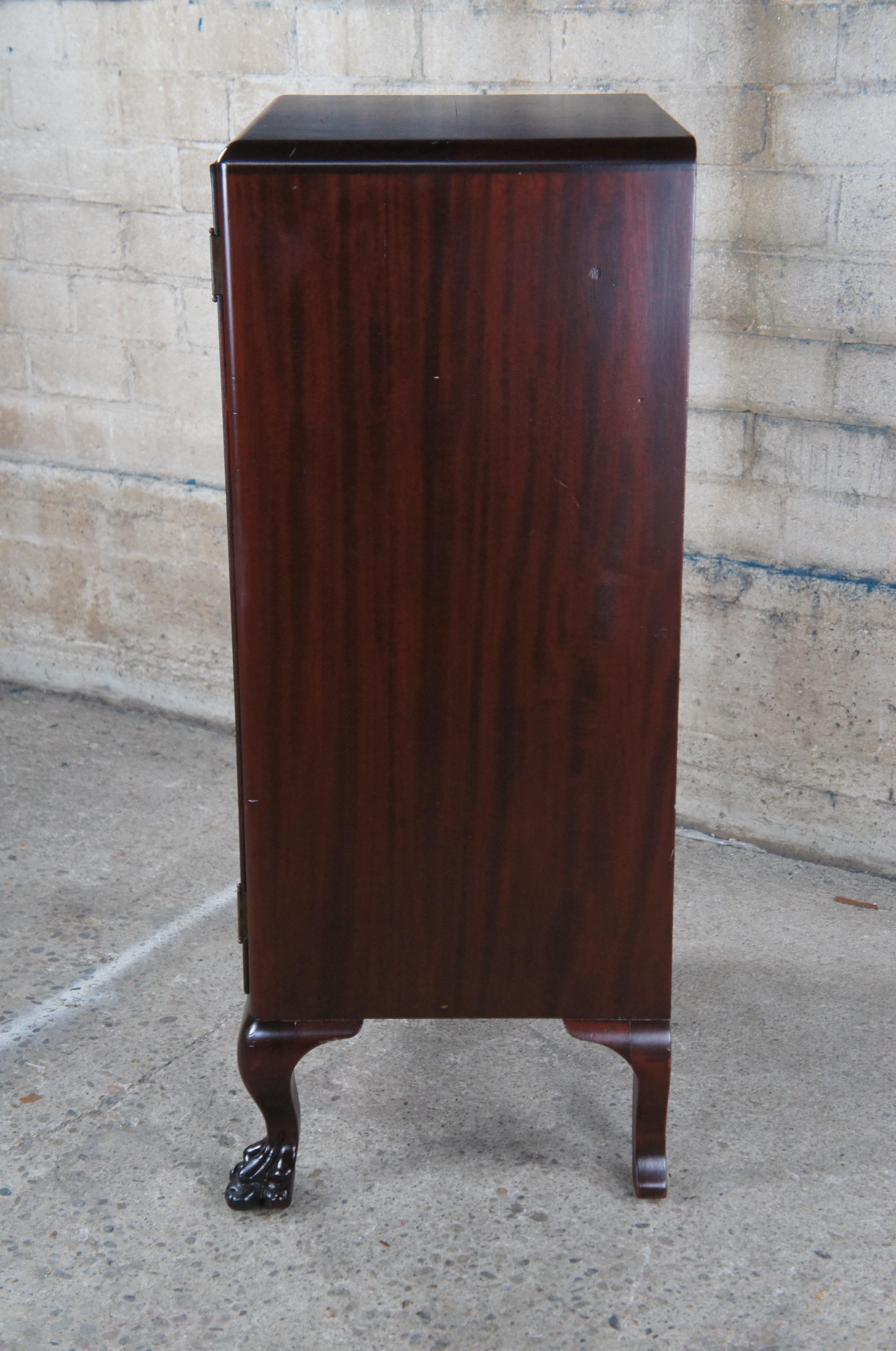 Antique American Empire Mahogany Record Sheet Music Cabinet Bookcase Claw Feet 4