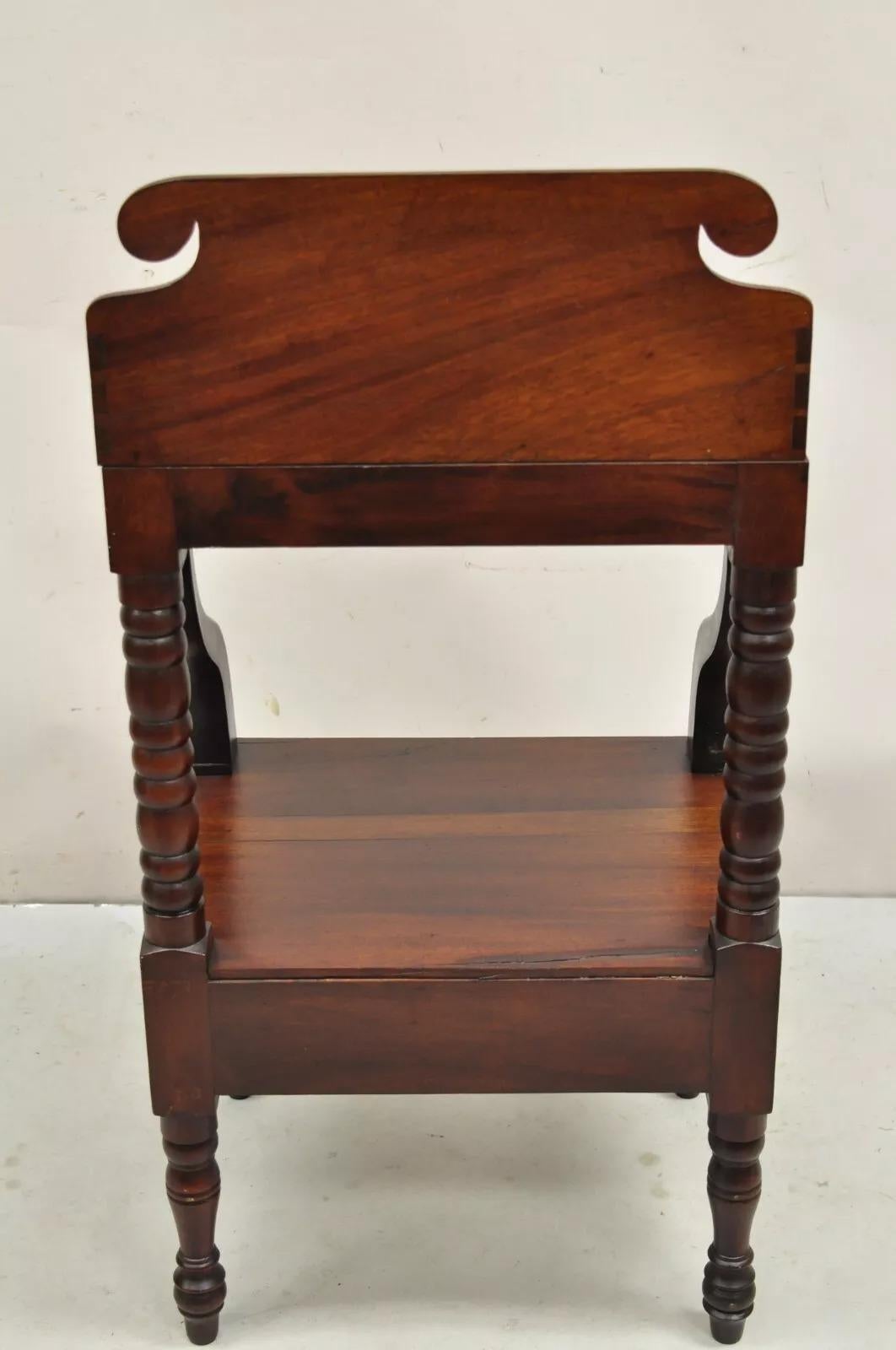 Antiguo Lavabo Imperio Americano Mesilla de noche de caoba 4