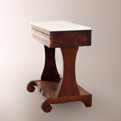 Antique American Empire Marble Top Flamed Mahogany Console Table, 19th Century