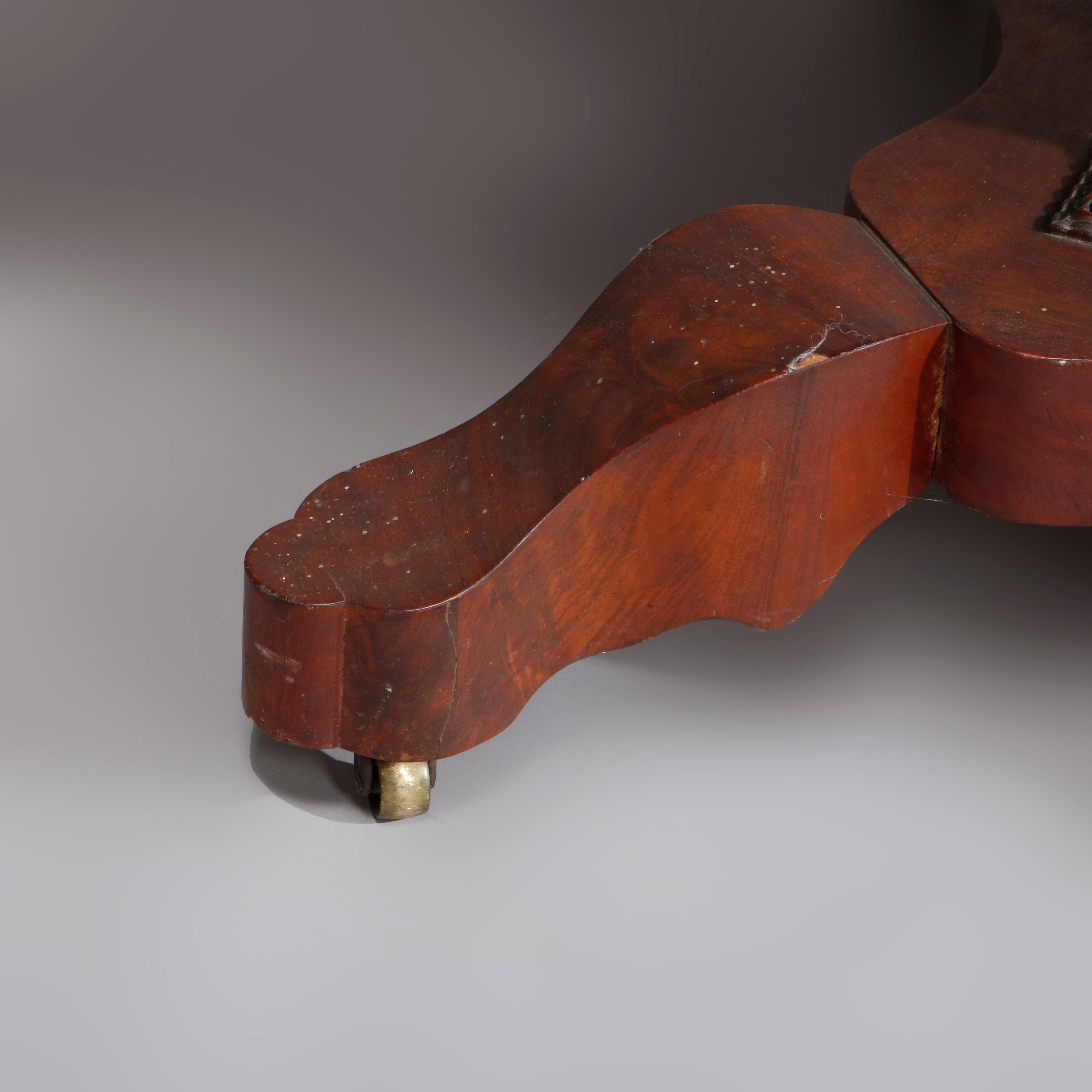 19th Century Antique American Empire Marble-Top Mahogany Center Table, circa 1880