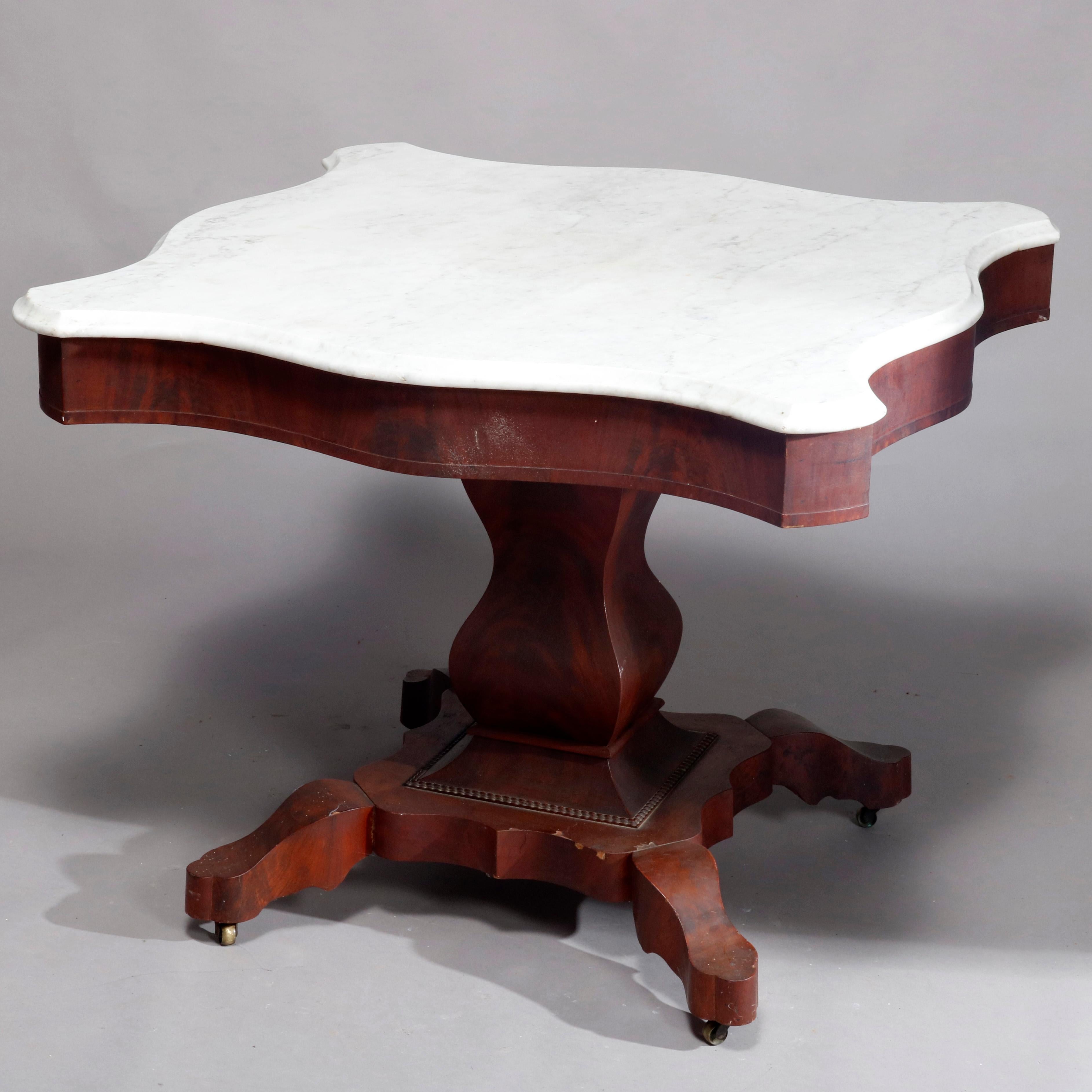 Antique American Empire Marble-Top Mahogany Center Table, circa 1880 1