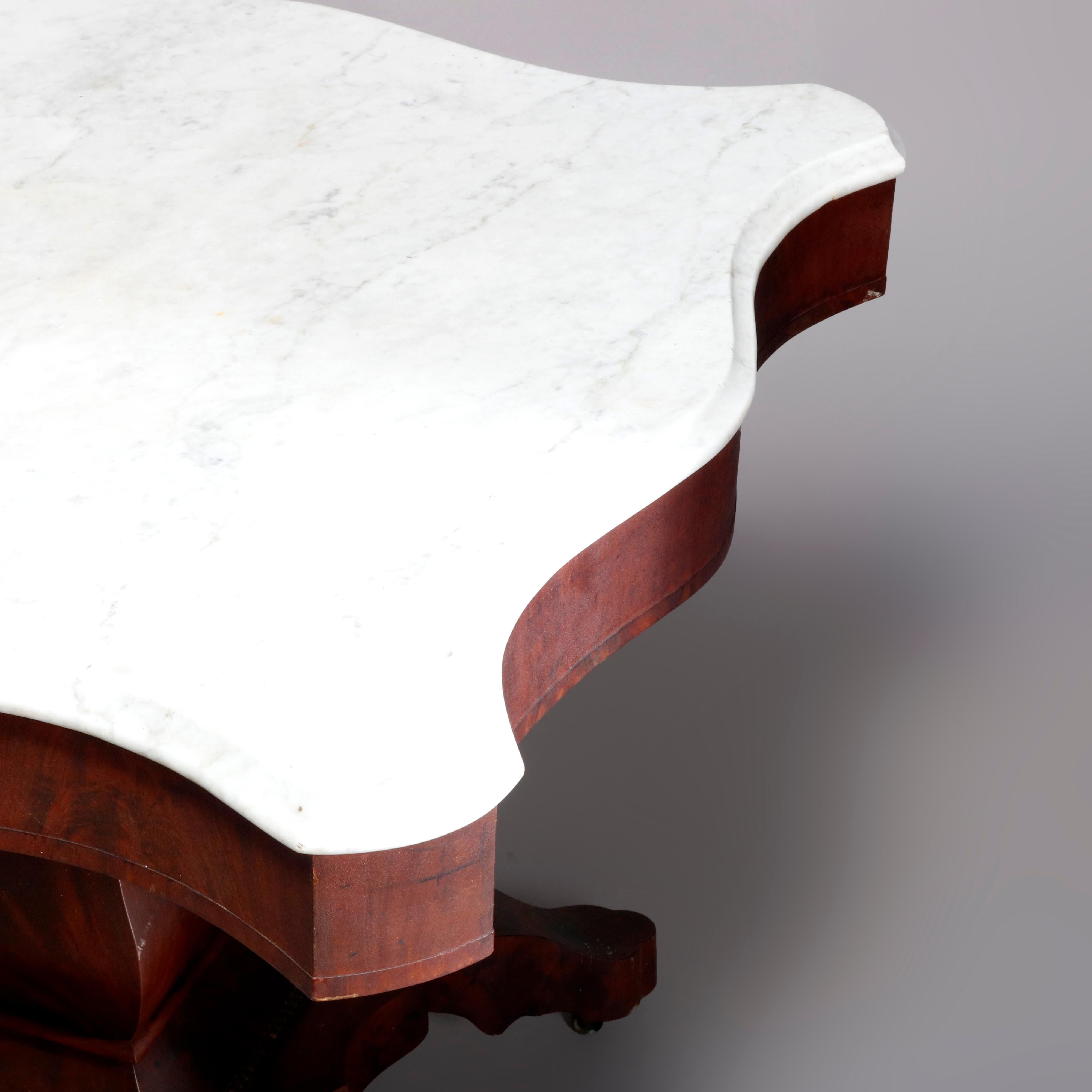 Antique American Empire Marble-Top Mahogany Center Table, circa 1880 3