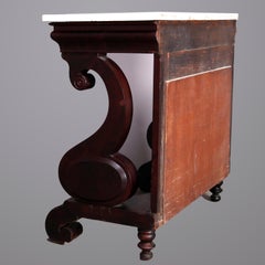 American Empire Meeks School Flame Mahogany and Marble Pier Table, circa 1840