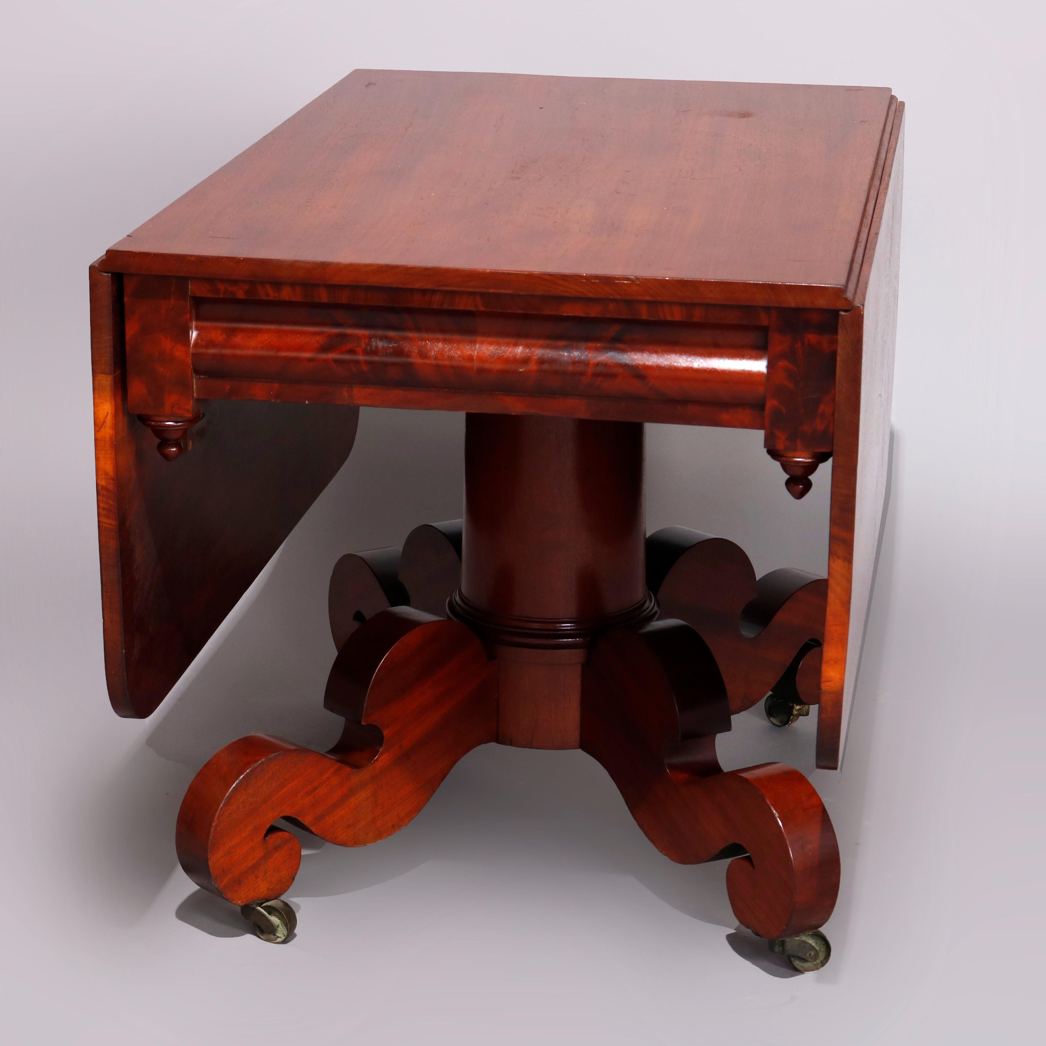 Carved Antique American Empire Meek's School Mahogany Table, C1840 For Sale